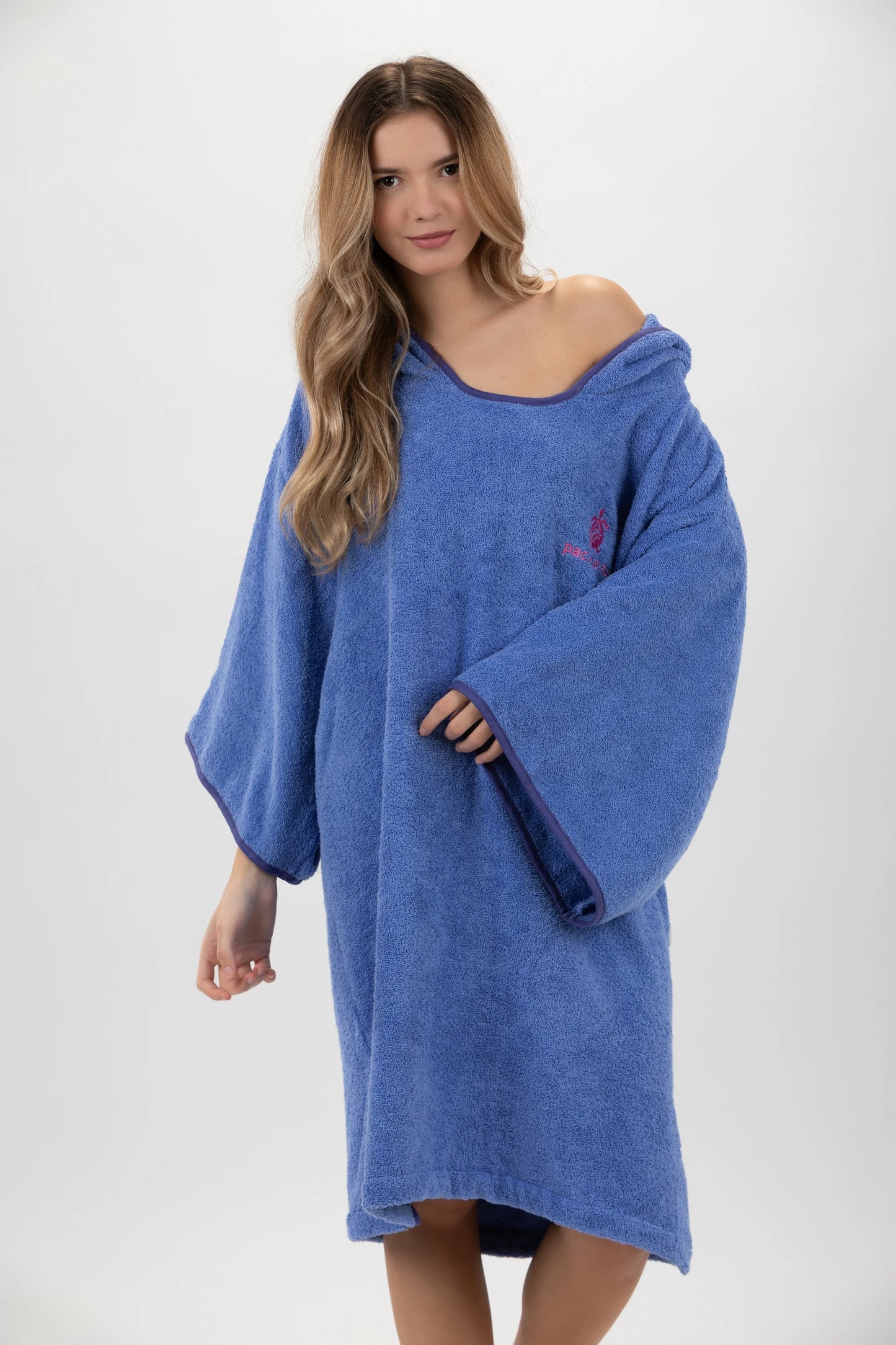 Surf Poncho Purple - One Size - Cotton - with sleeves