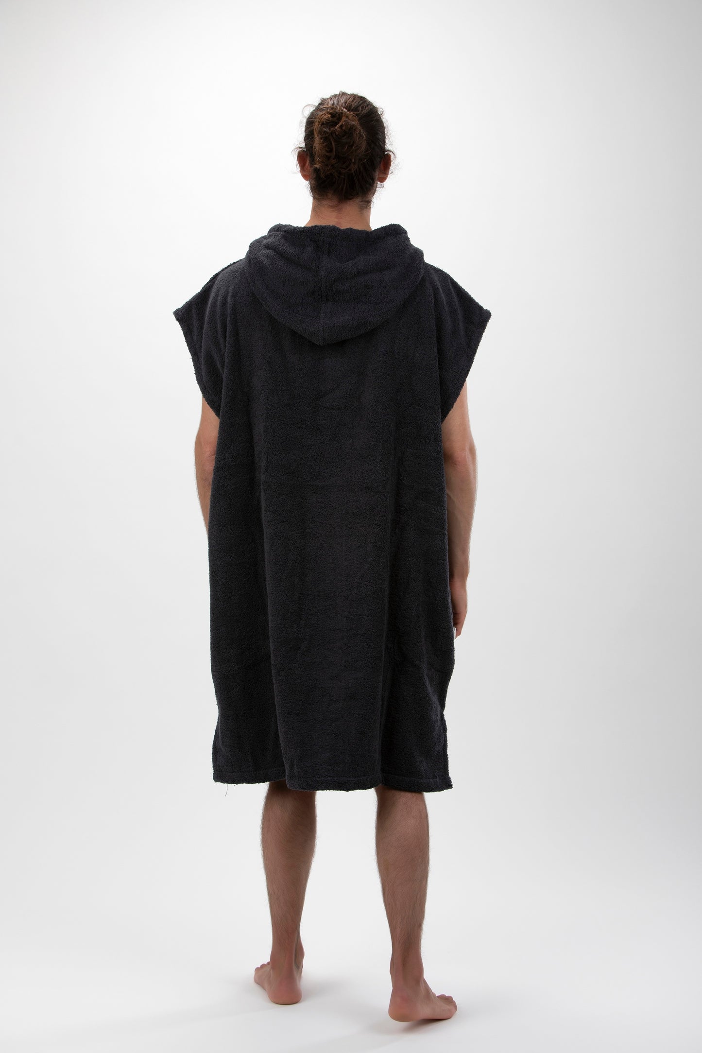 Dunkelgrauer Surf-Poncho – große Größe – Baumwolle – ärmellos