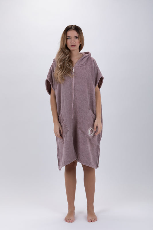 Surf Poncho Marrón - Talla Única - Algodón - Sin mangas - Con cremallera