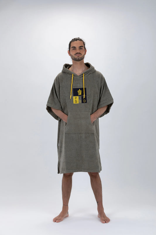 Surf Poncho Verde - Taglia Unica - Cotone - con maniche