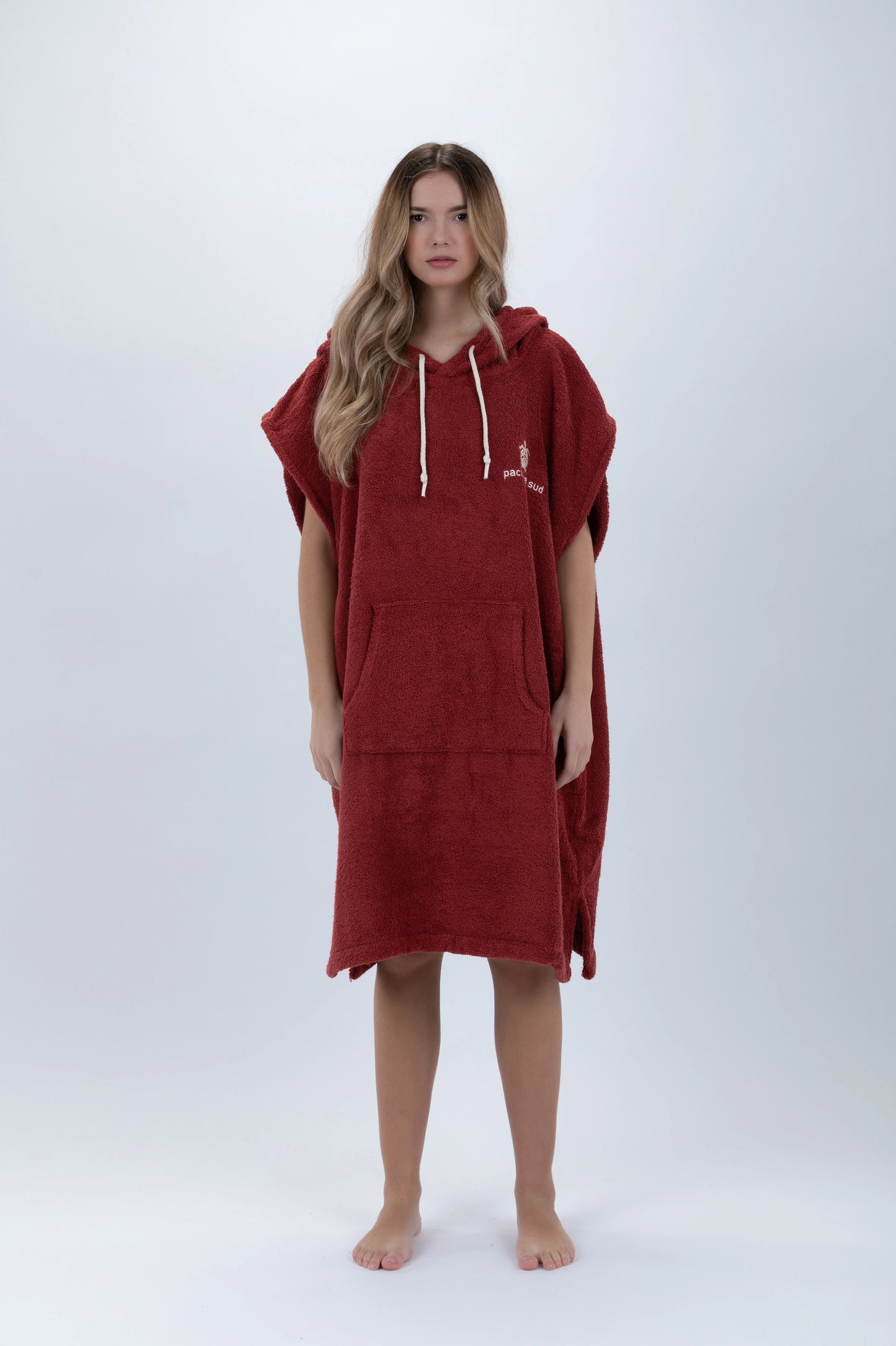 Poncho Surf Burdeos - Tamaño Medio - Algodón - sin mangas