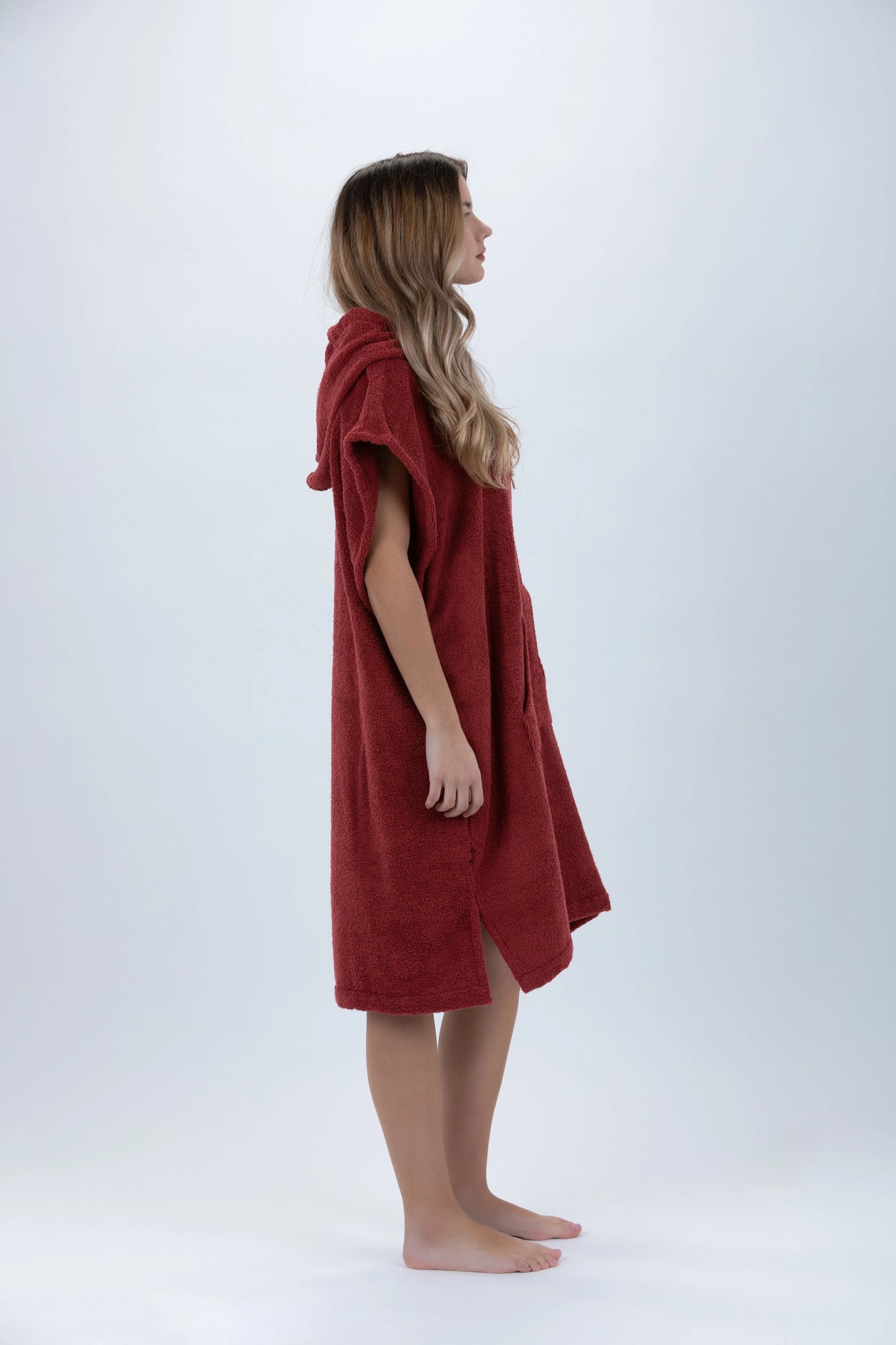 Poncho Surf Burdeos - Tamaño Medio - Algodón - sin mangas