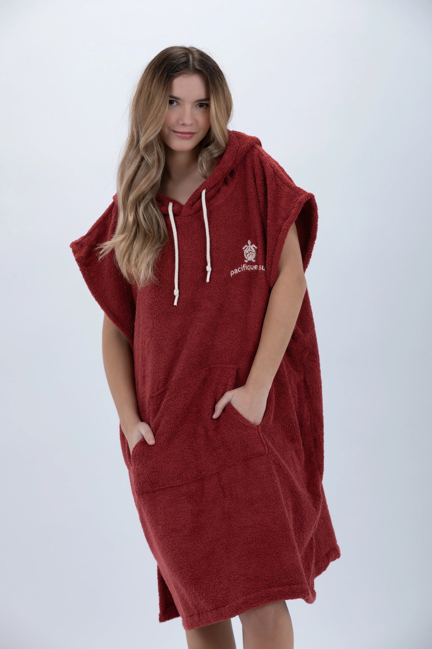 Poncho Surf Burdeos - Tamaño Medio - Algodón - sin mangas