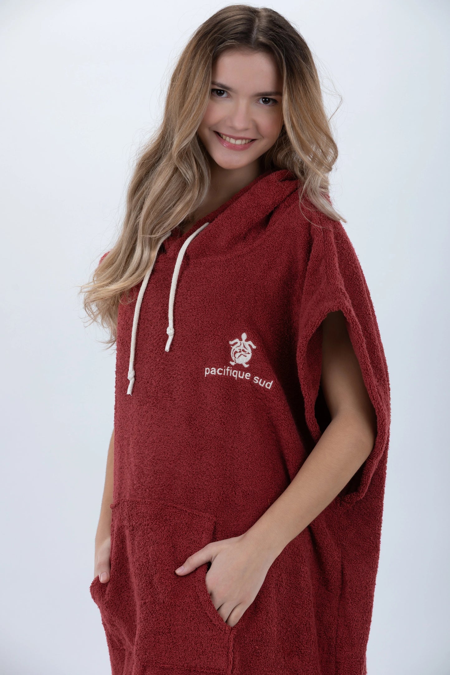 Poncho Surf Burdeos - Tamaño Medio - Algodón - sin mangas