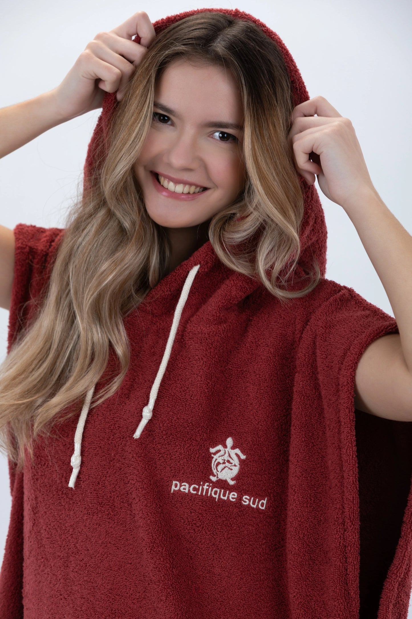 Poncho Surf Burdeos - Tamaño Medio - Algodón - sin mangas