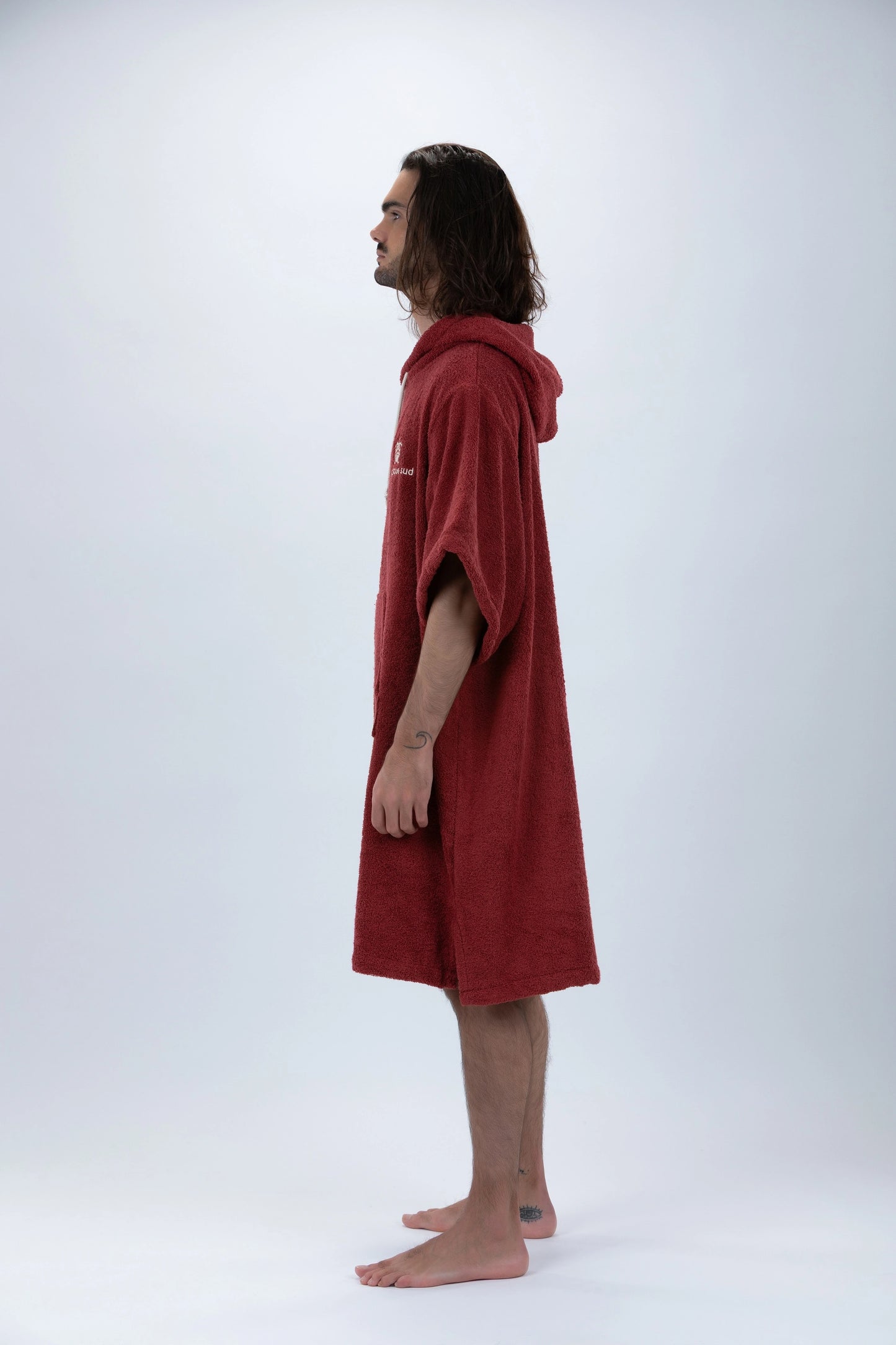 Poncho Surf Bordeaux - Einheitsgröße - Baumwolle - mit Ärmeln