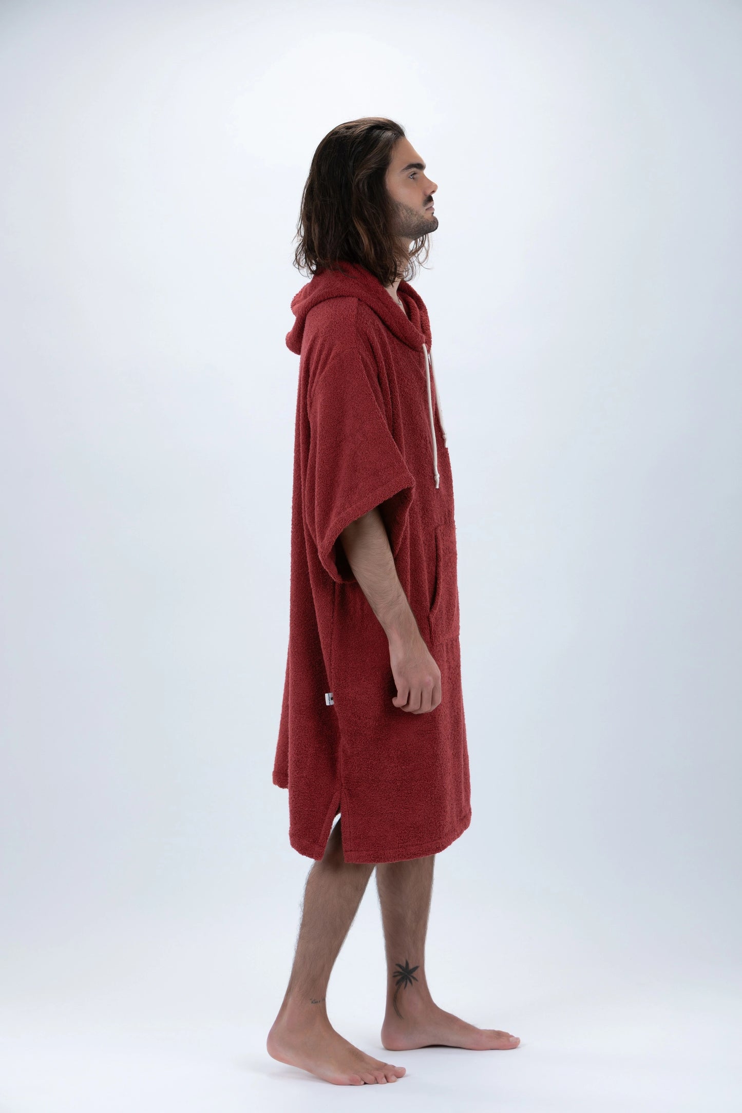 Poncho Surf Bordeaux - Einheitsgröße - Baumwolle - mit Ärmeln