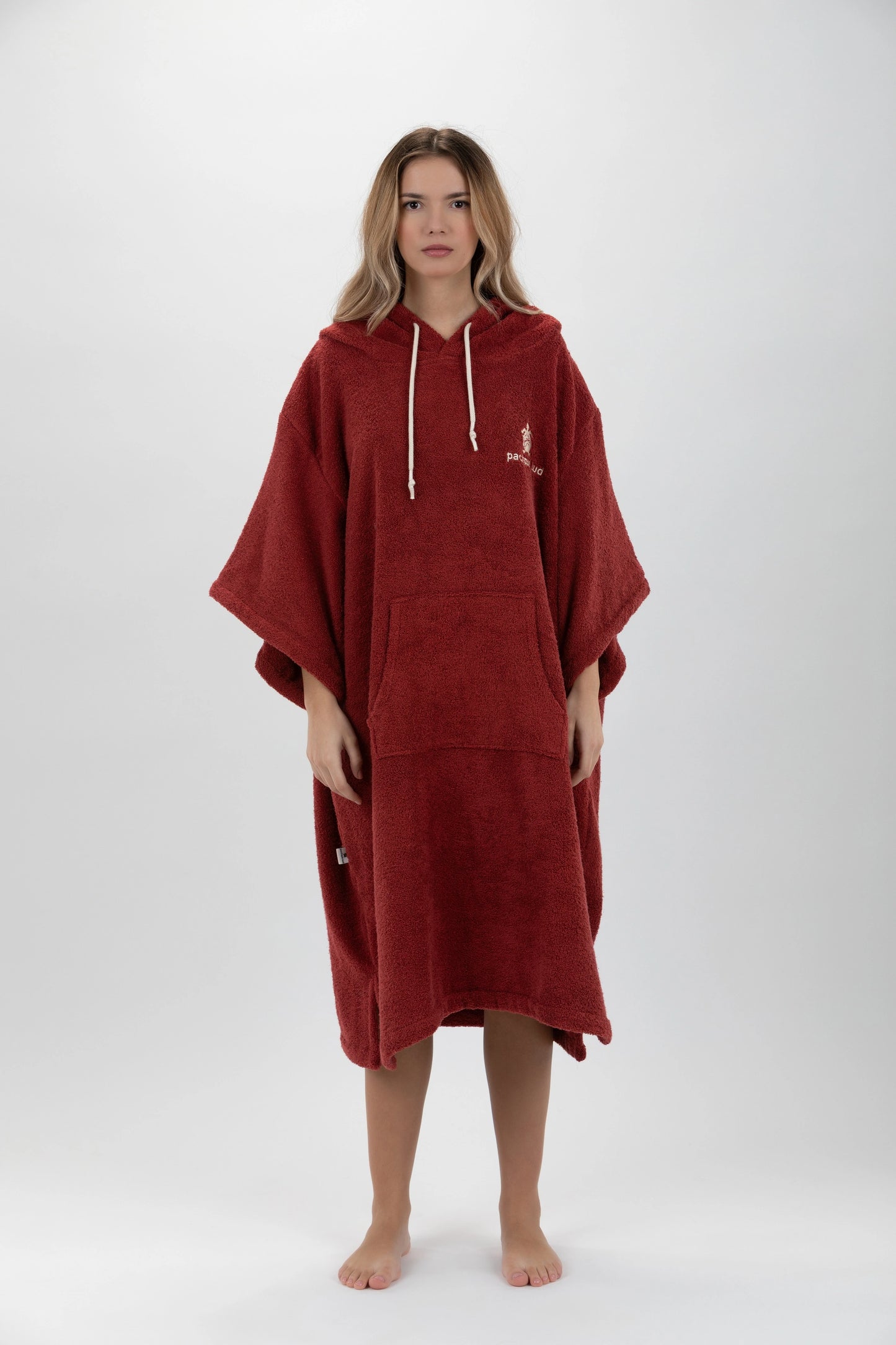 Poncho Surf Bordeaux - Einheitsgröße - Baumwolle - mit Ärmeln
