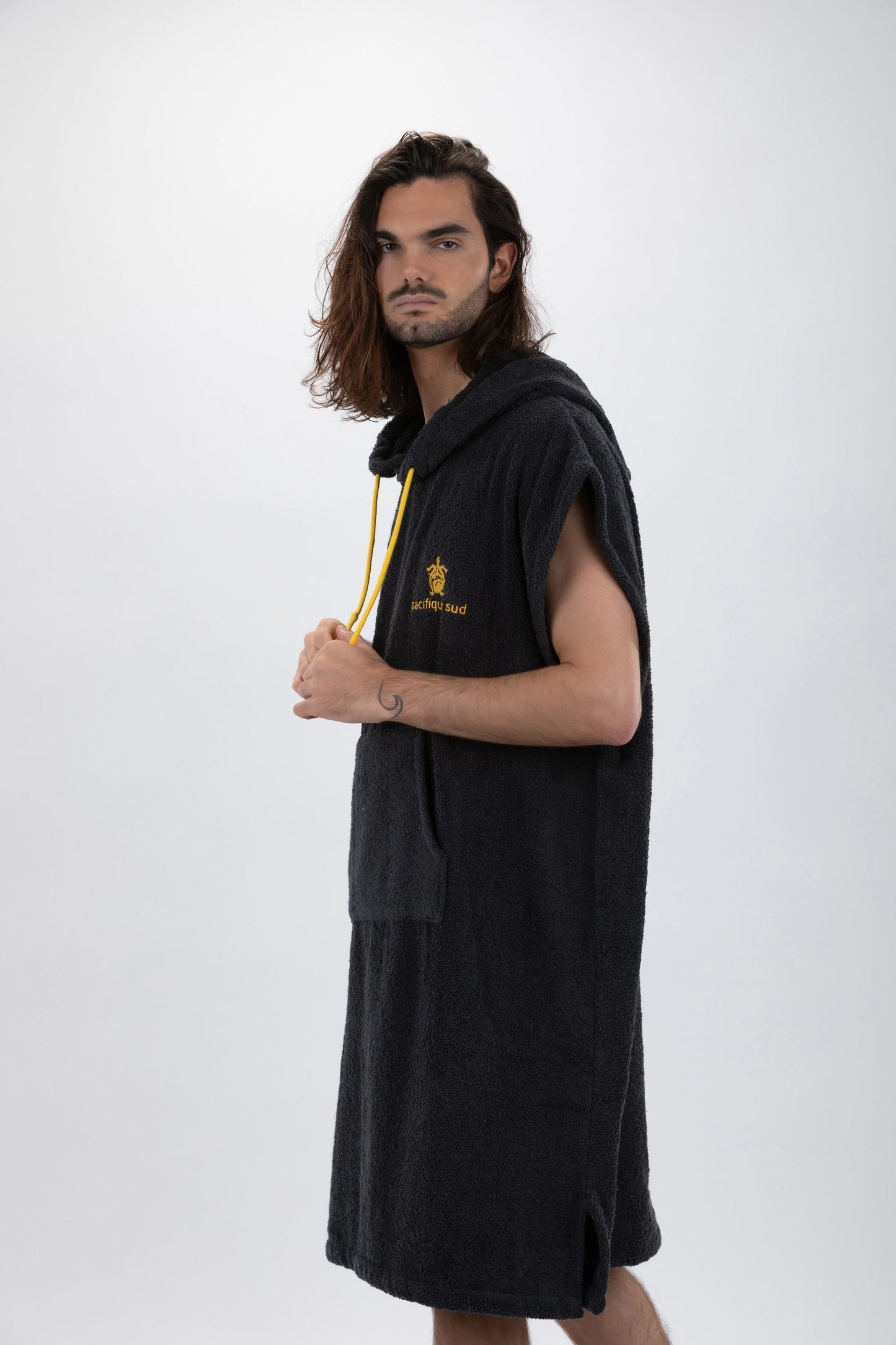 Poncho Surf Dunkelgrau - Weite Größe - Baumwolle - Ärmellos