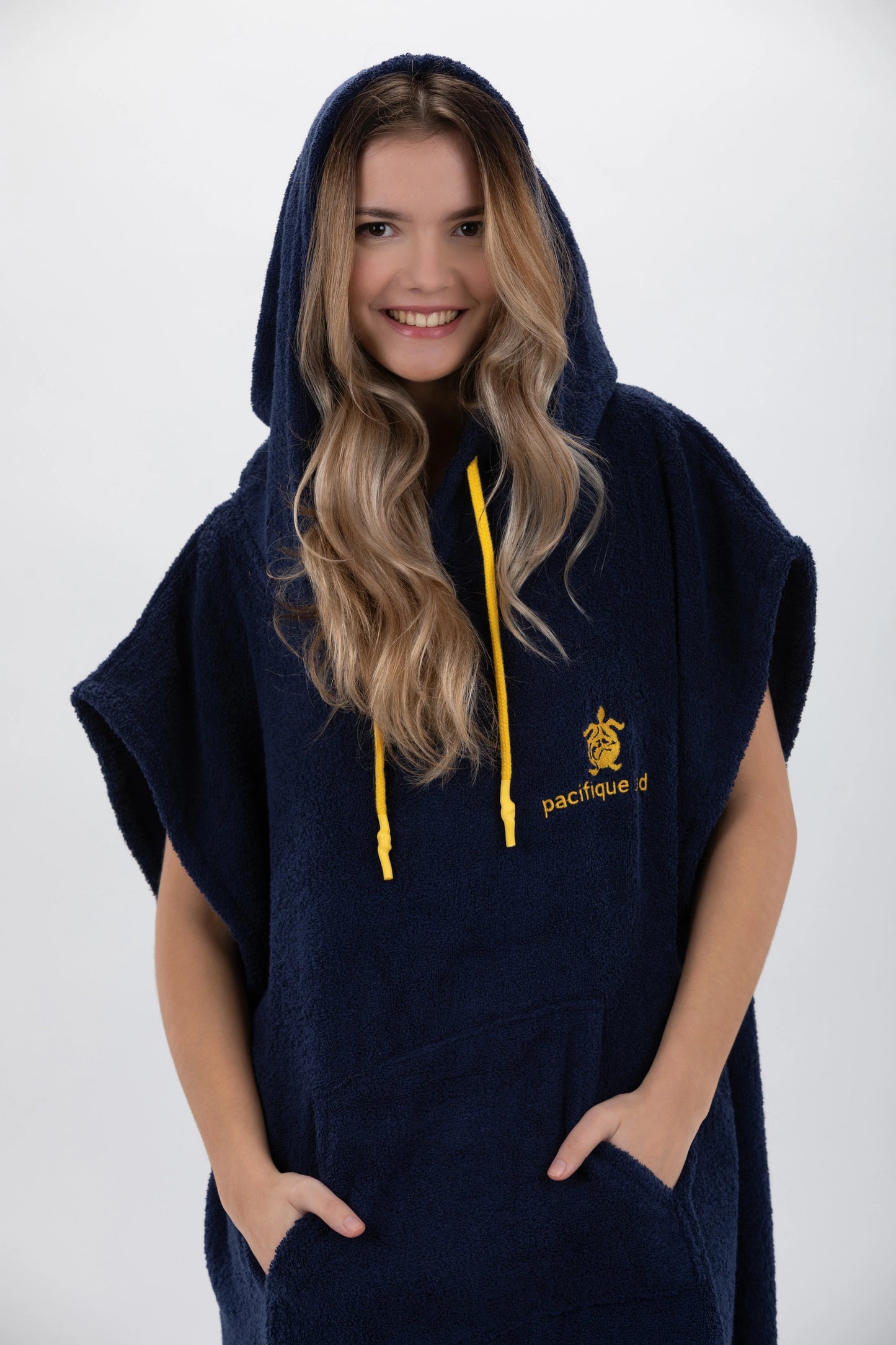 Poncho Surf Dunkelblau - Einheitsgröße - Baumwolle - mit Ärmeln