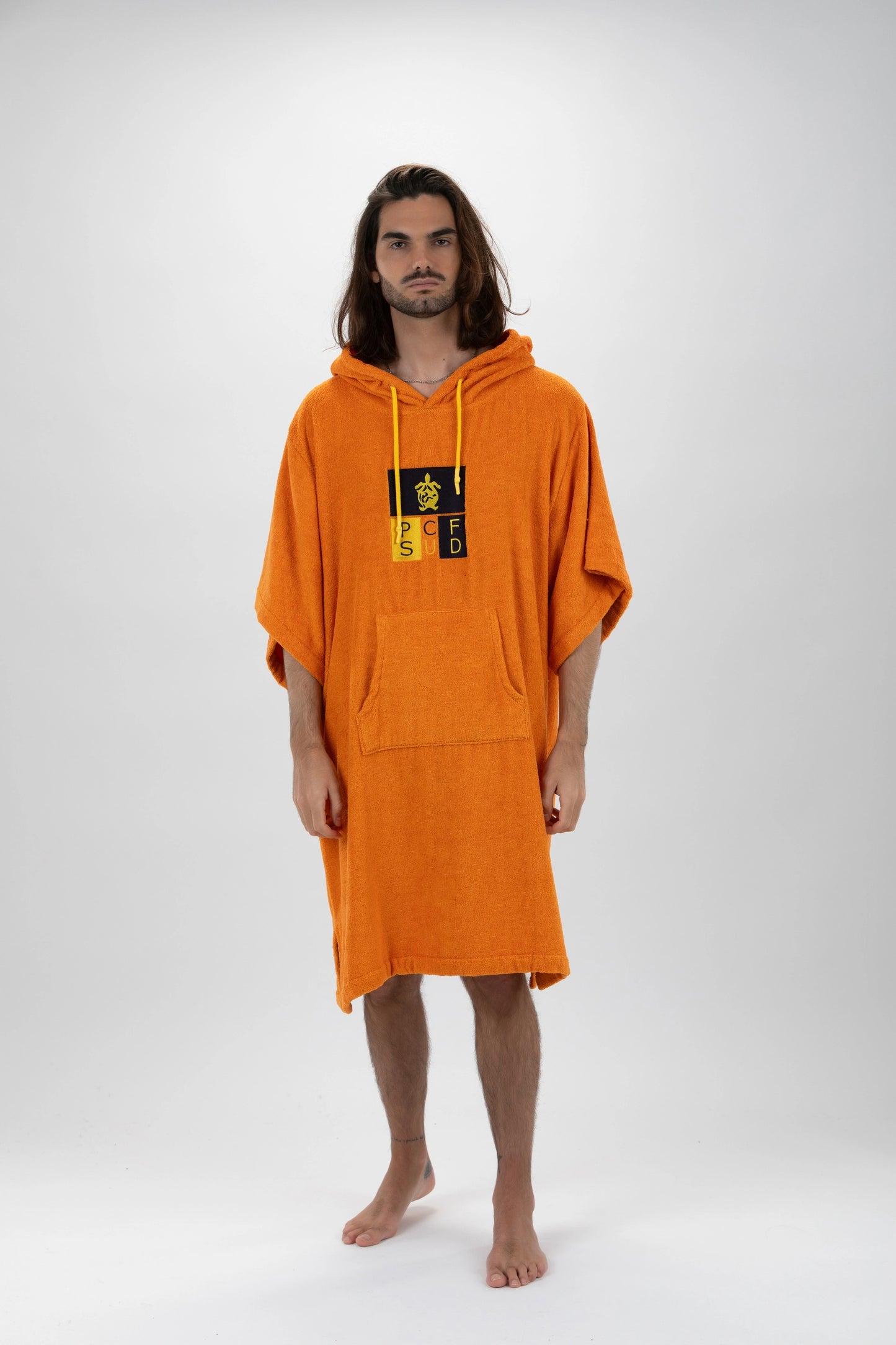 Poncho Surf Orange - Einheitsgröße - Tencel - Mit Ärmeln