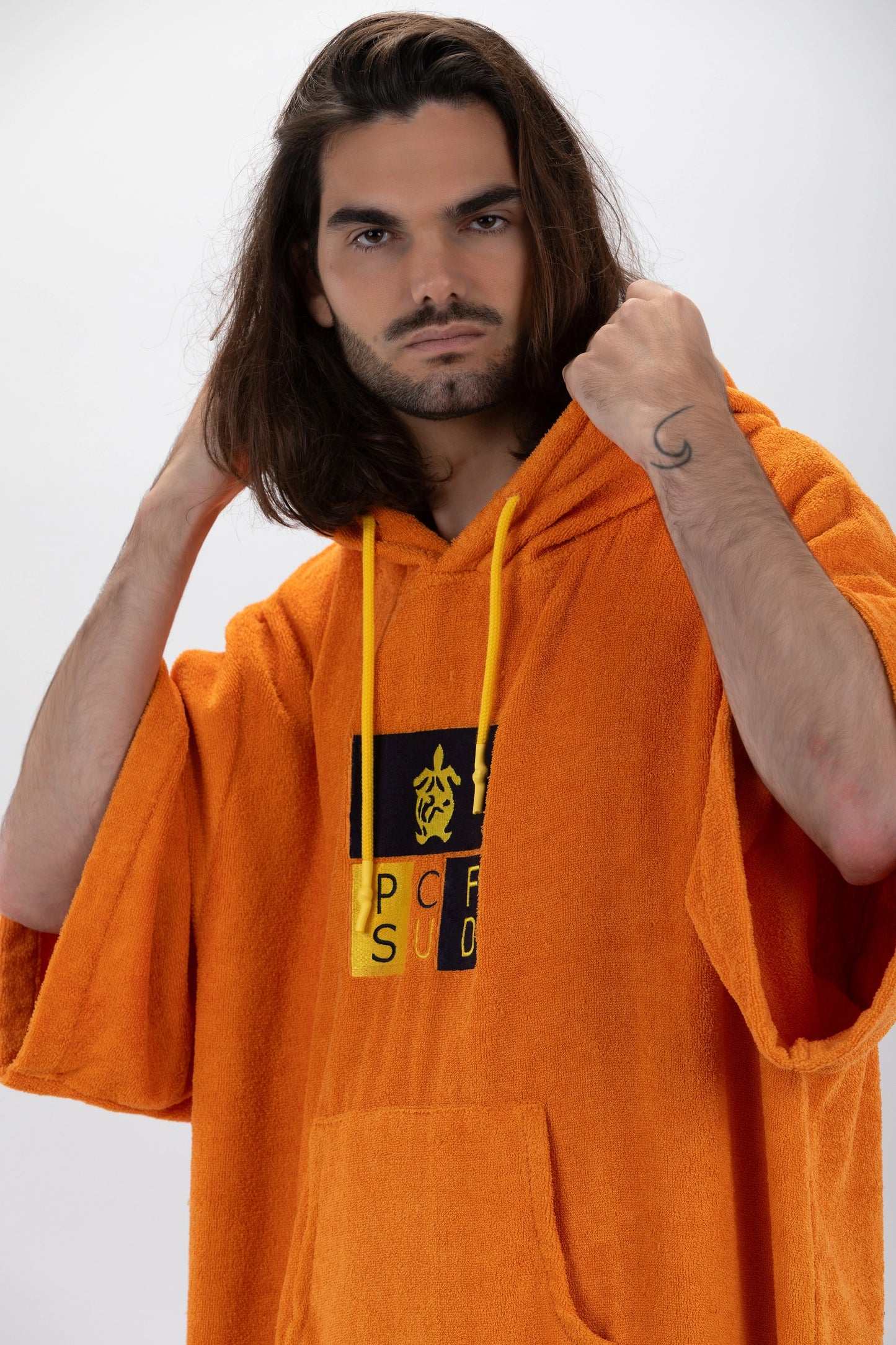 Poncho Surf Orange - Einheitsgröße - Tencel - Mit Ärmeln