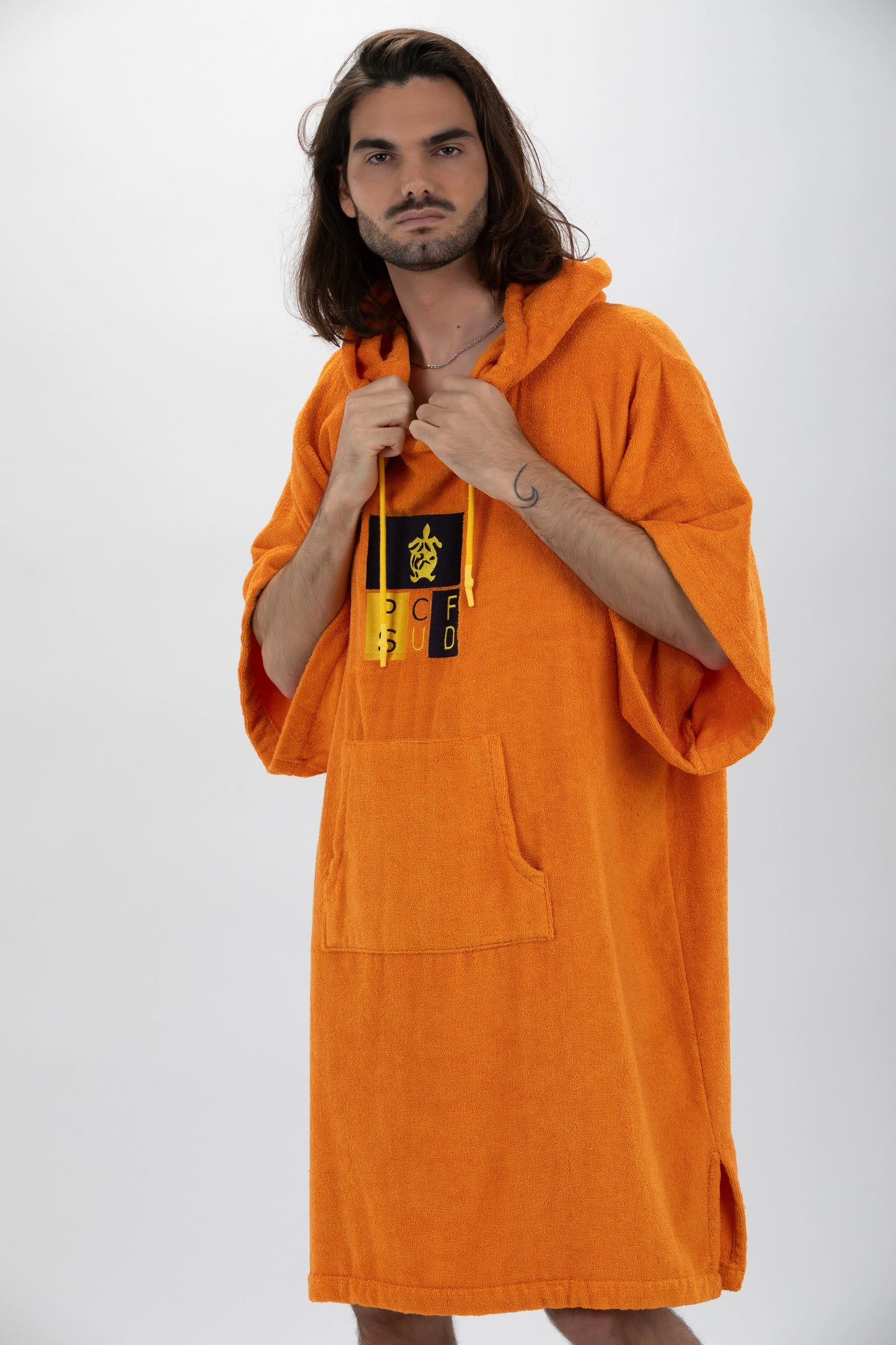 Poncho Surf Orange - Einheitsgröße - Tencel - Mit Ärmeln