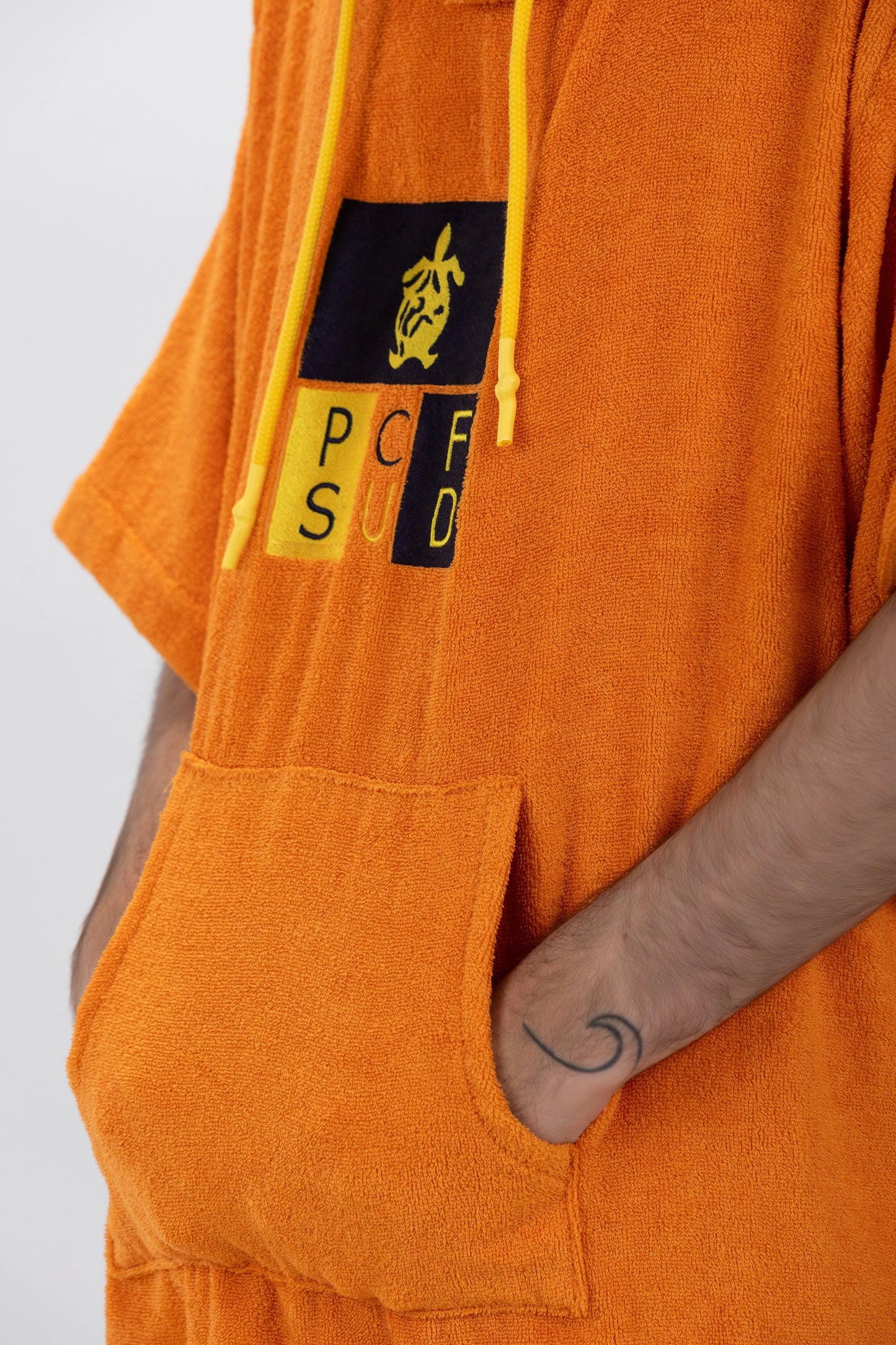 Poncho Surf Orange - Einheitsgröße - Tencel - Mit Ärmeln