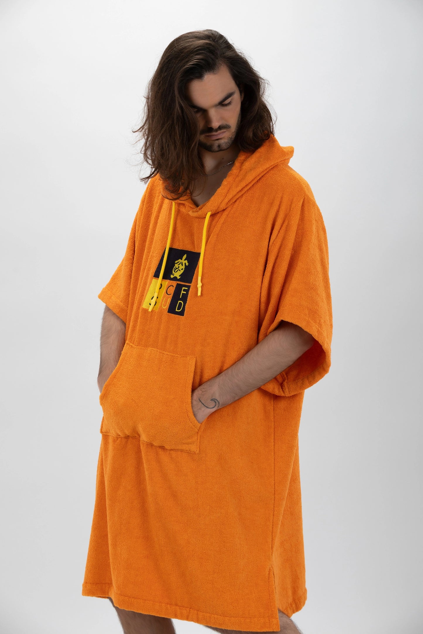 Poncho Surf Orange - Einheitsgröße - Tencel - Mit Ärmeln