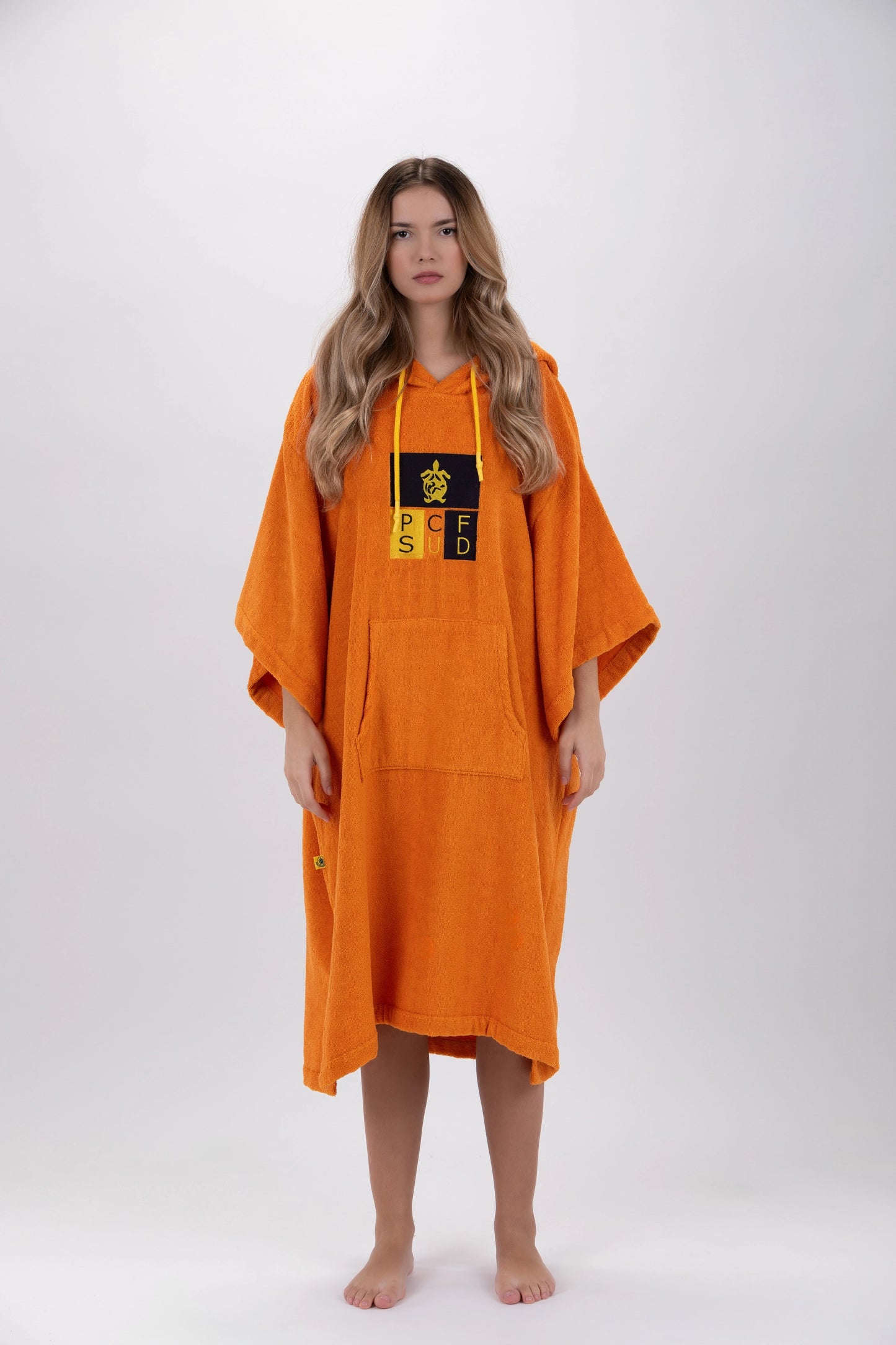 Poncho Surf Orange - Einheitsgröße - Tencel - Mit Ärmeln