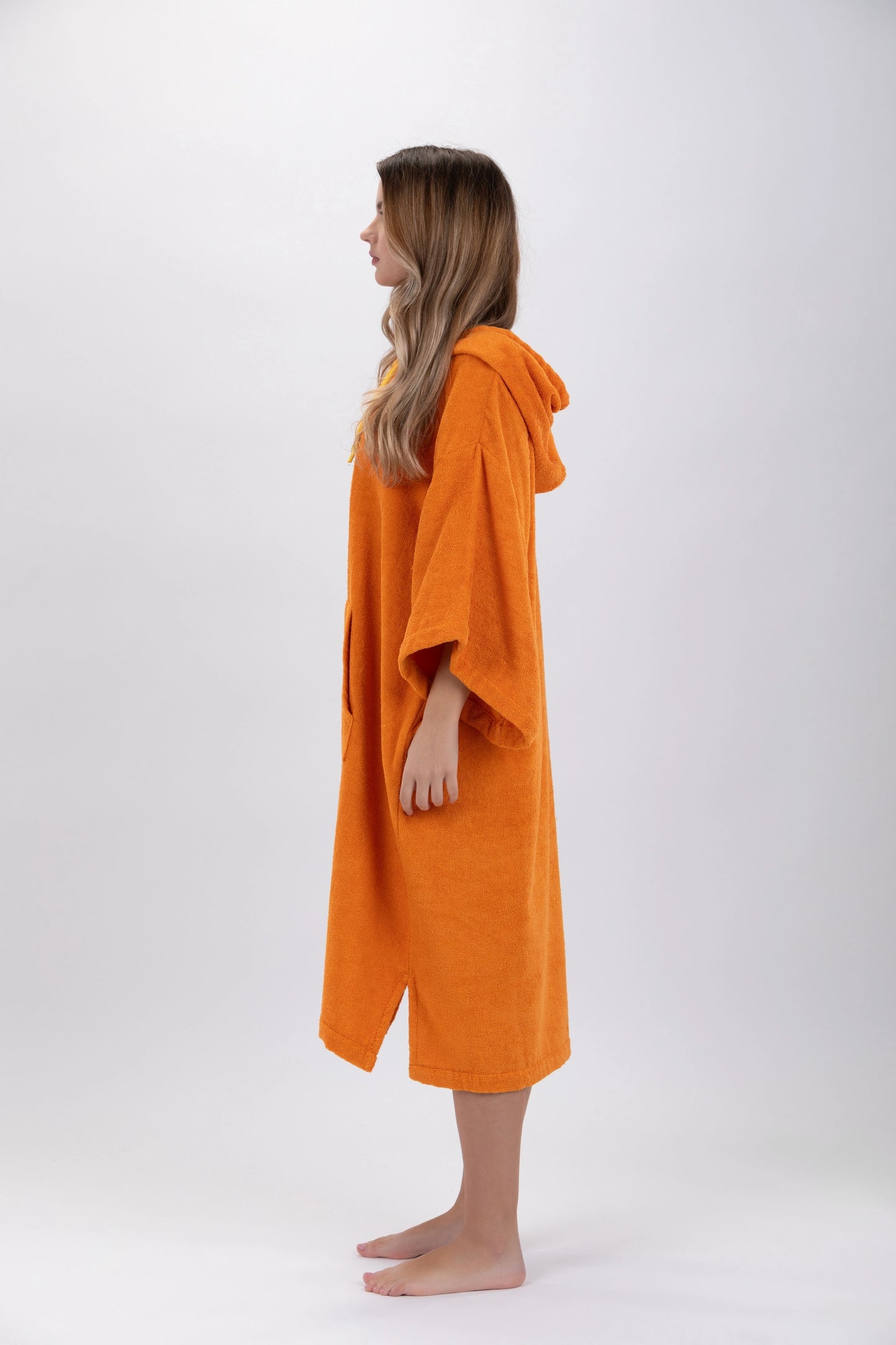 Poncho Surf Orange - Einheitsgröße - Tencel - Mit Ärmeln