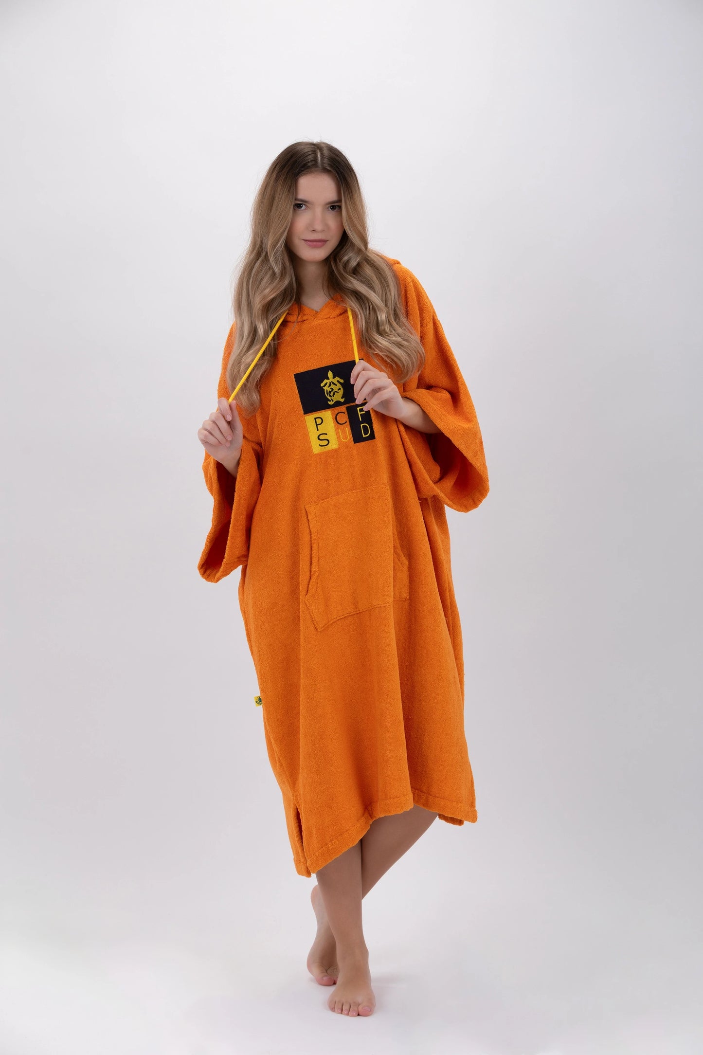 Poncho Surf Orange - Einheitsgröße - Tencel - Mit Ärmeln