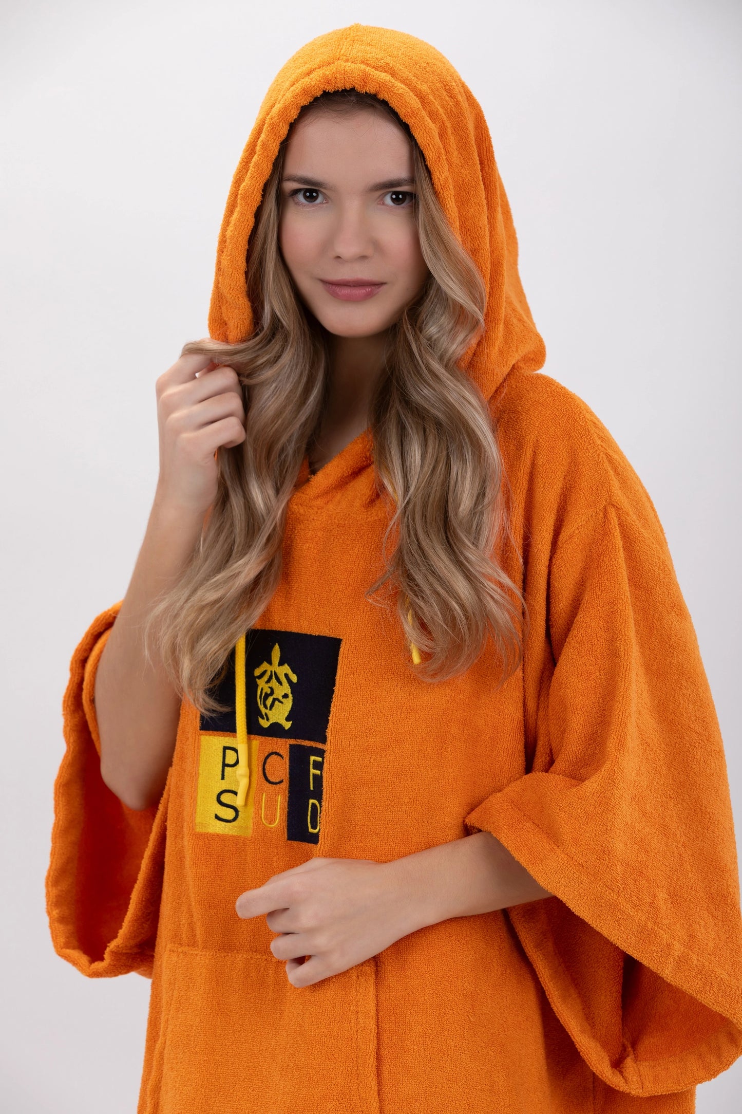 Poncho Surf Orange - Einheitsgröße - Tencel - Mit Ärmeln