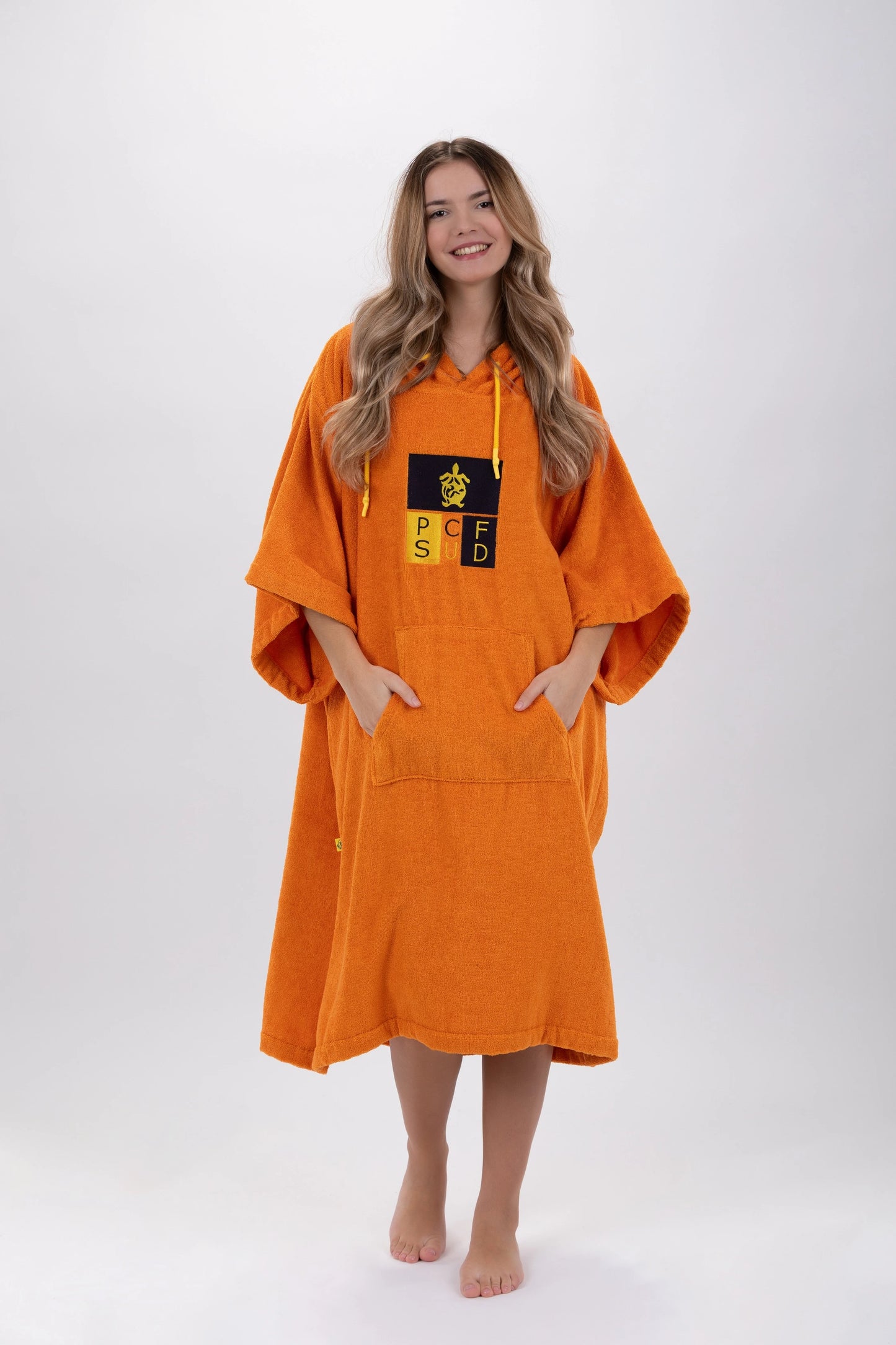 Poncho Surf Orange - Einheitsgröße - Tencel - Mit Ärmeln