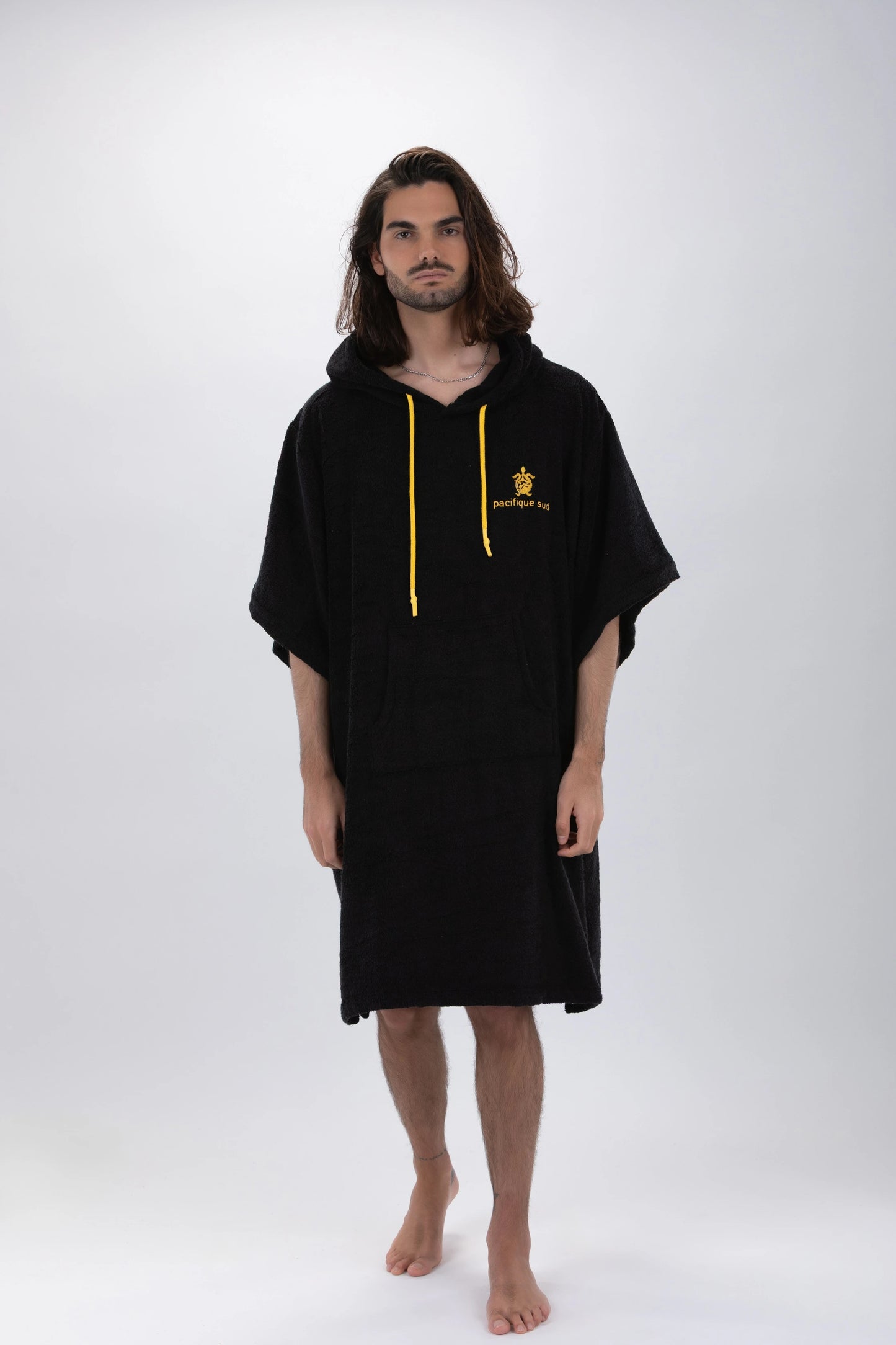 Poncho Surf Schwarz - Einheitsgröße - Tencel - Mit Ärmeln