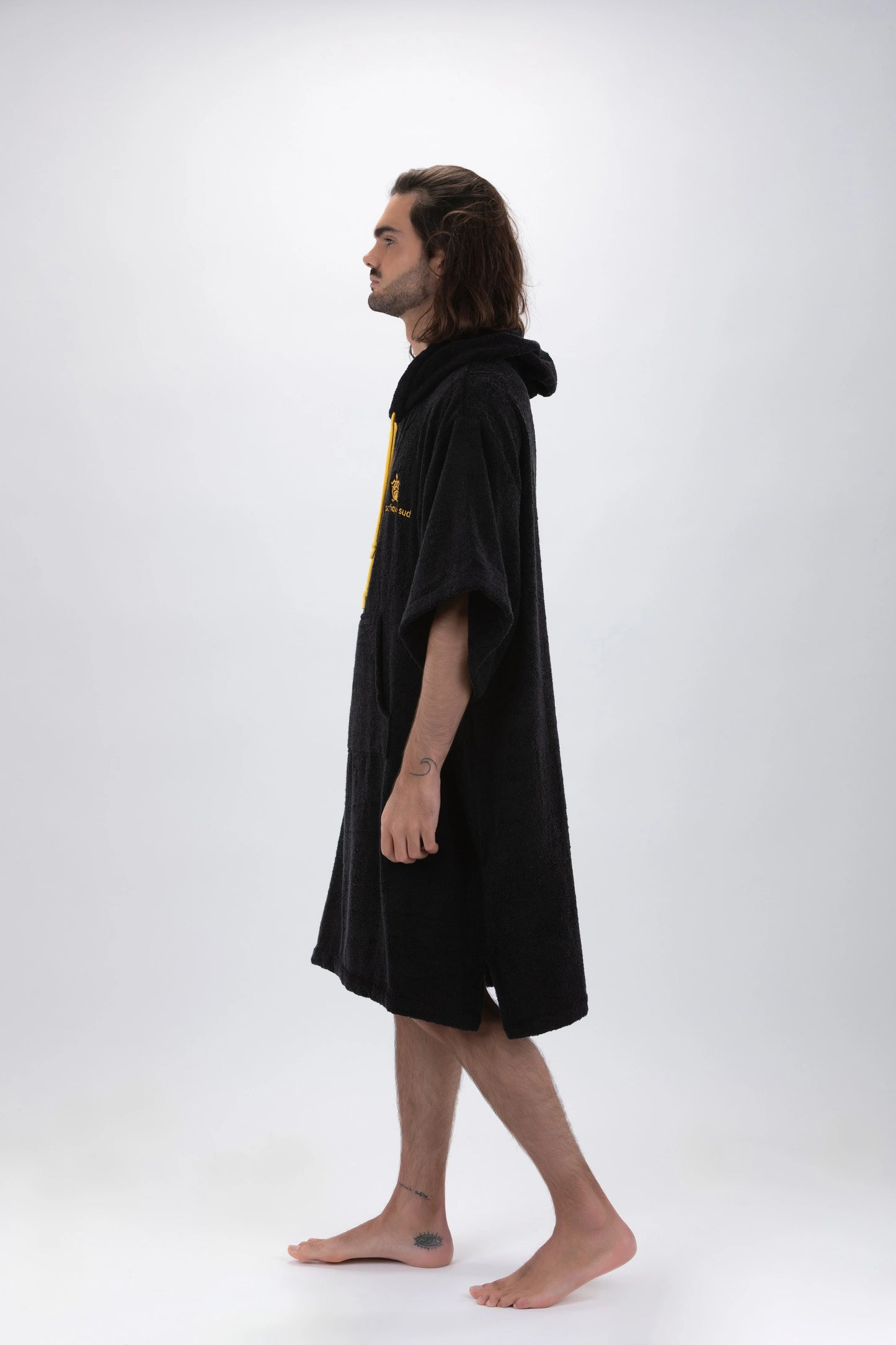 Poncho Surf Schwarz - Einheitsgröße - Tencel - Mit Ärmeln