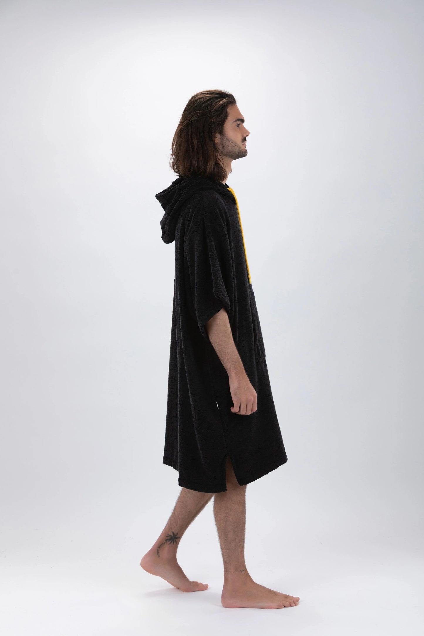 Poncho Surf Schwarz - Einheitsgröße - Tencel - Mit Ärmeln