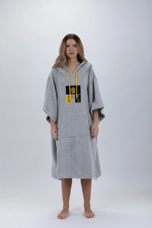 Surf Poncho Gris Claro - Talla Única - Algodón - con mangas