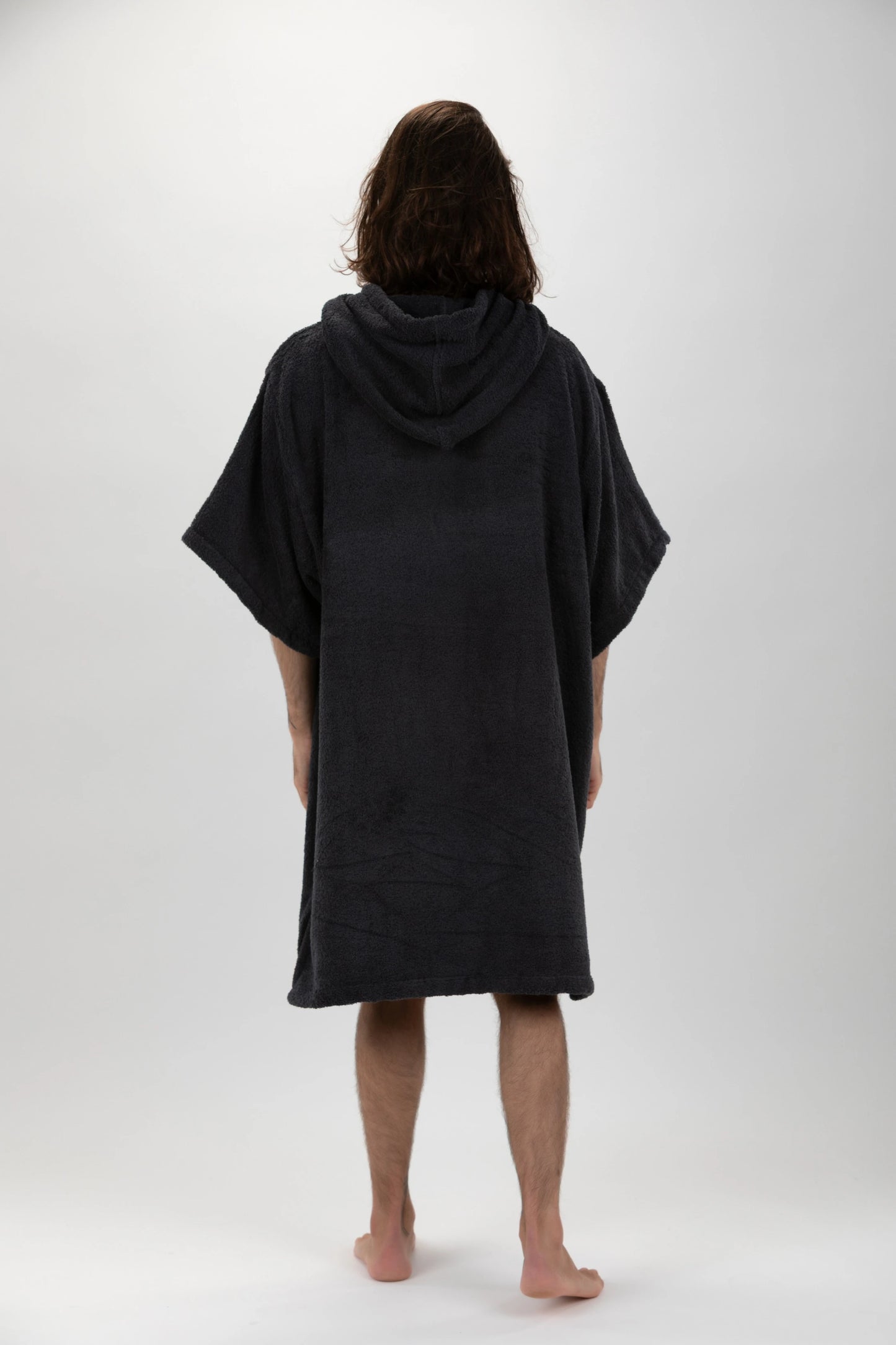 Surf Poncho Ciemnoszary - Rozmiar uniwersalny - Bawełna - z rękawami