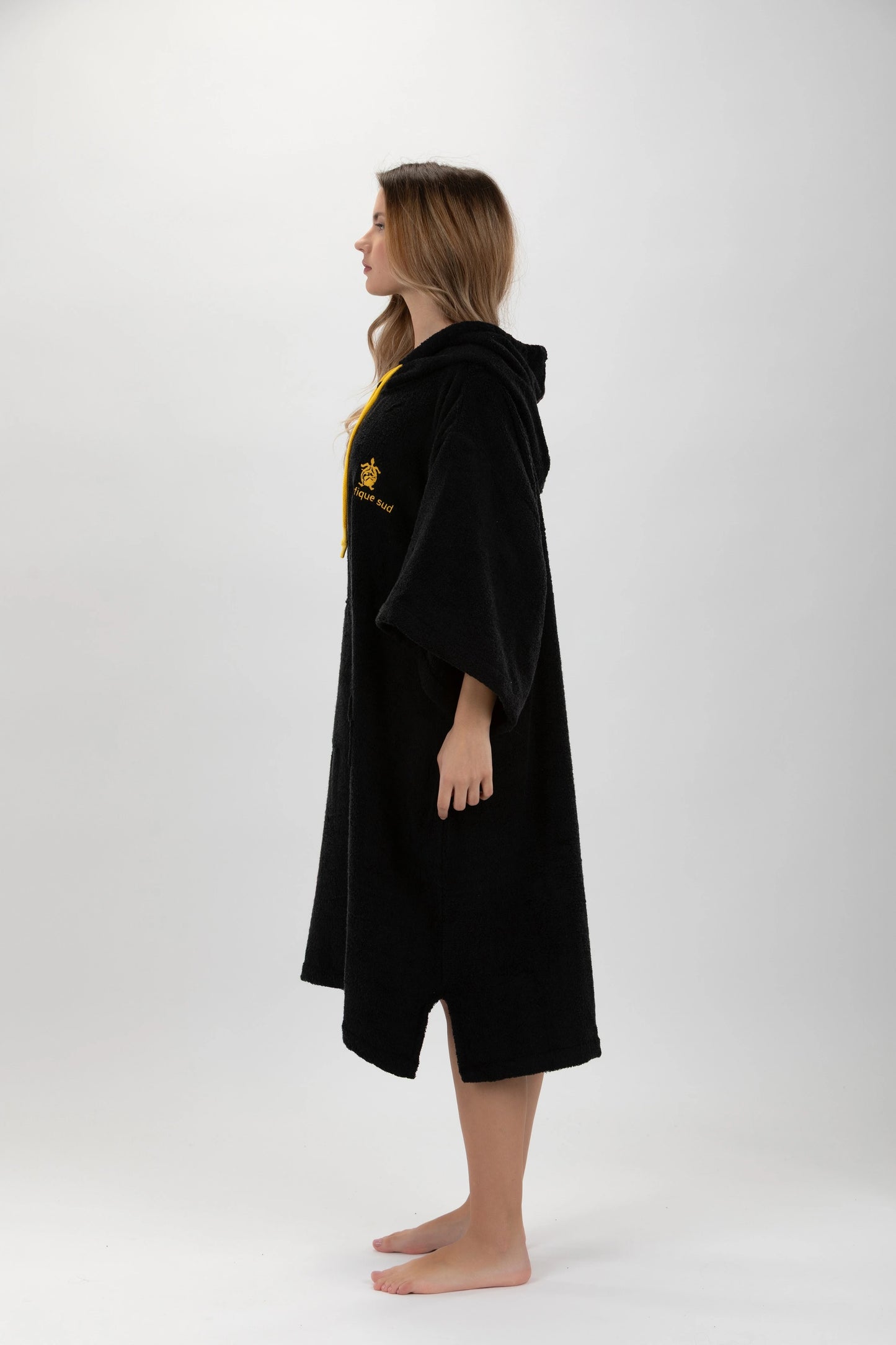 Poncho Surf Schwarz - Einheitsgröße - Tencel - Mit Ärmeln
