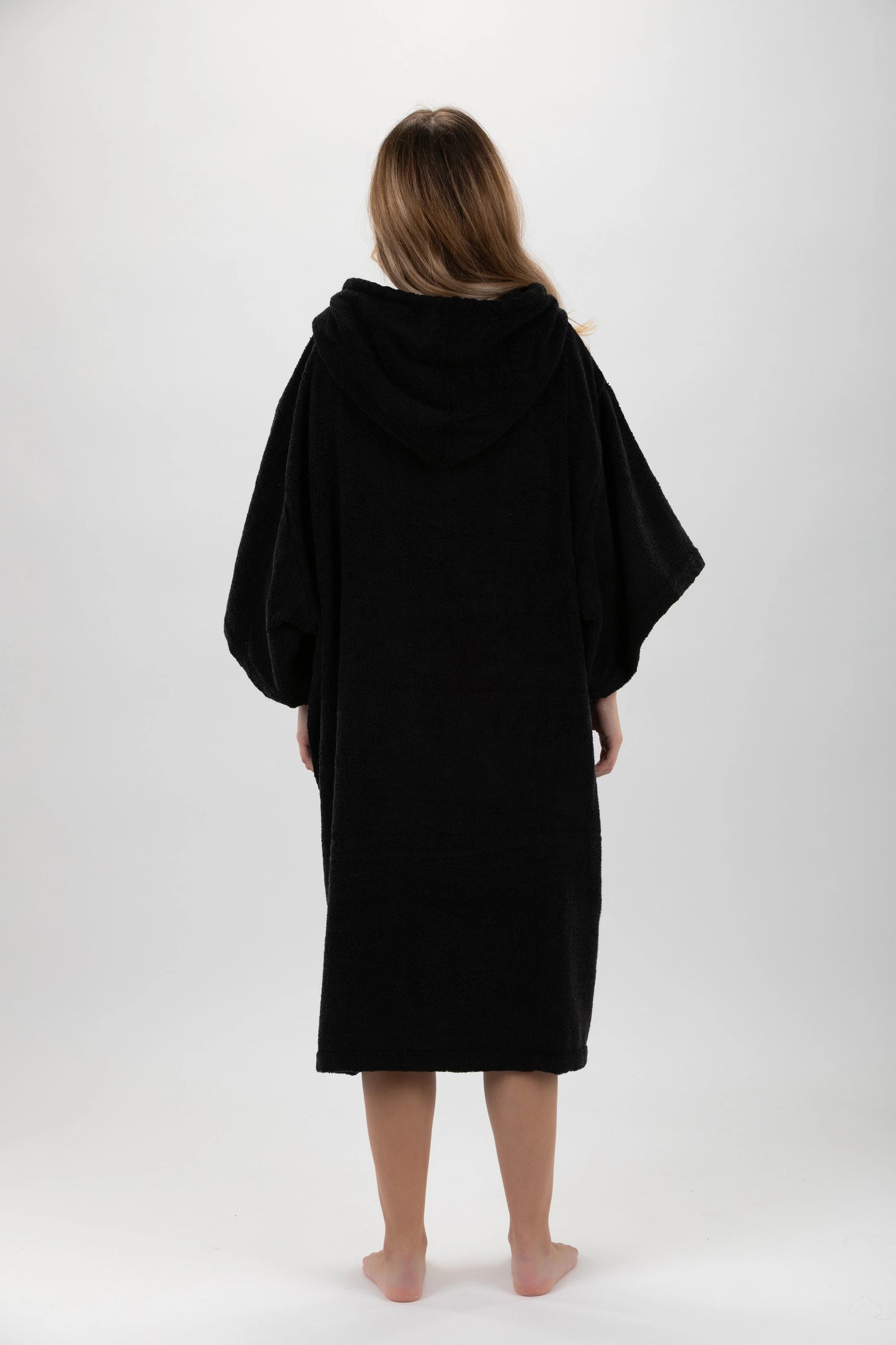 Poncho Surf Schwarz - Einheitsgröße - Tencel - Mit Ärmeln