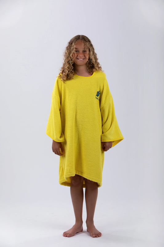 Surf Poncho Kids - Amarillo - Algodón - Con mangas