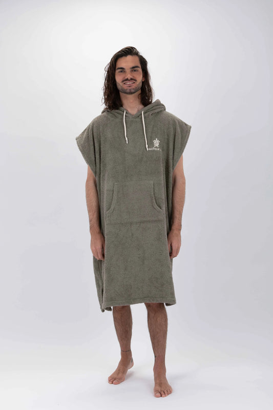 Surf Poncho Verde - Talla Grande - Algodón - sin mangas