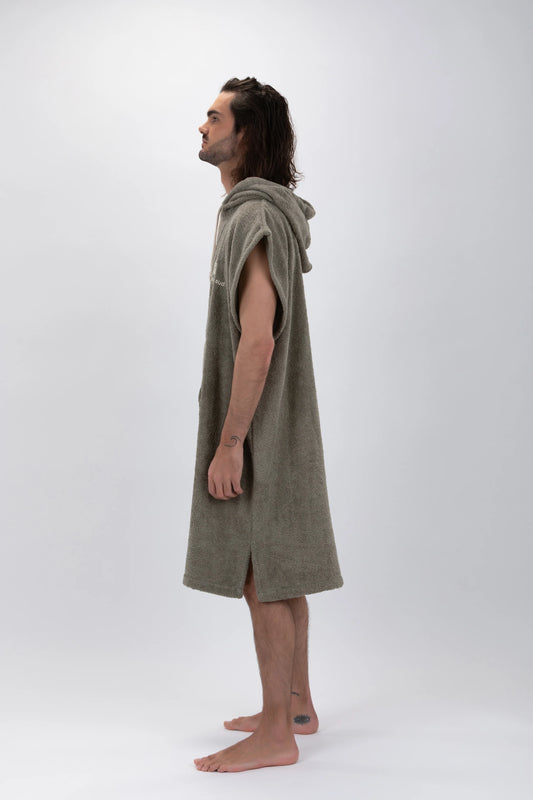 Surf Poncho Verde - Talla Grande - Algodón - sin mangas