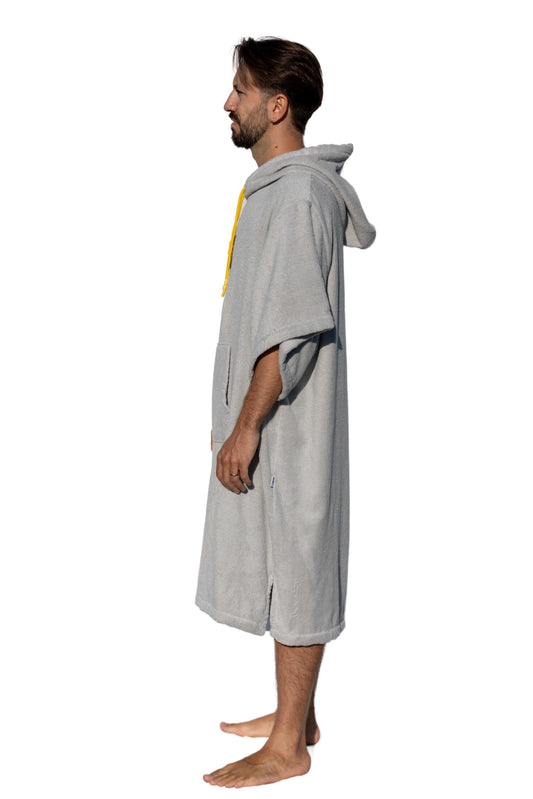 Light gray surf poncho with sleeves