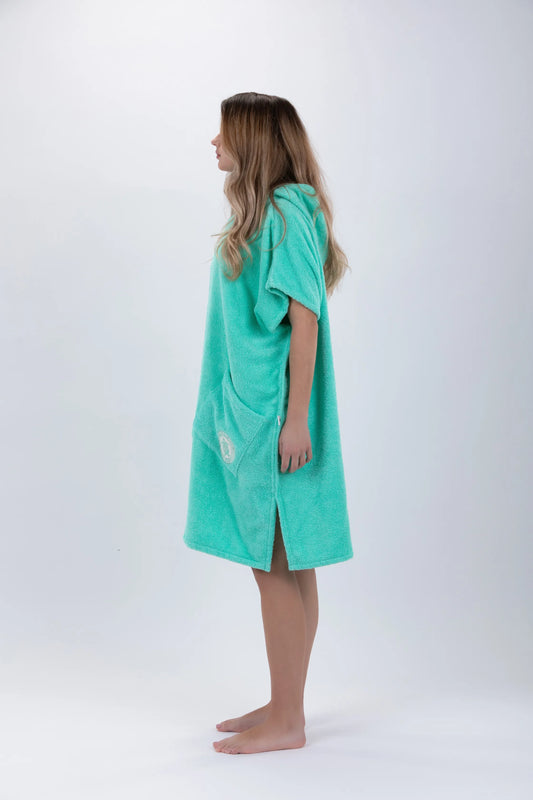 Poncho Surf Verde - Tamanho Único - Algodão - Sem mangas - Com Fecho Zip