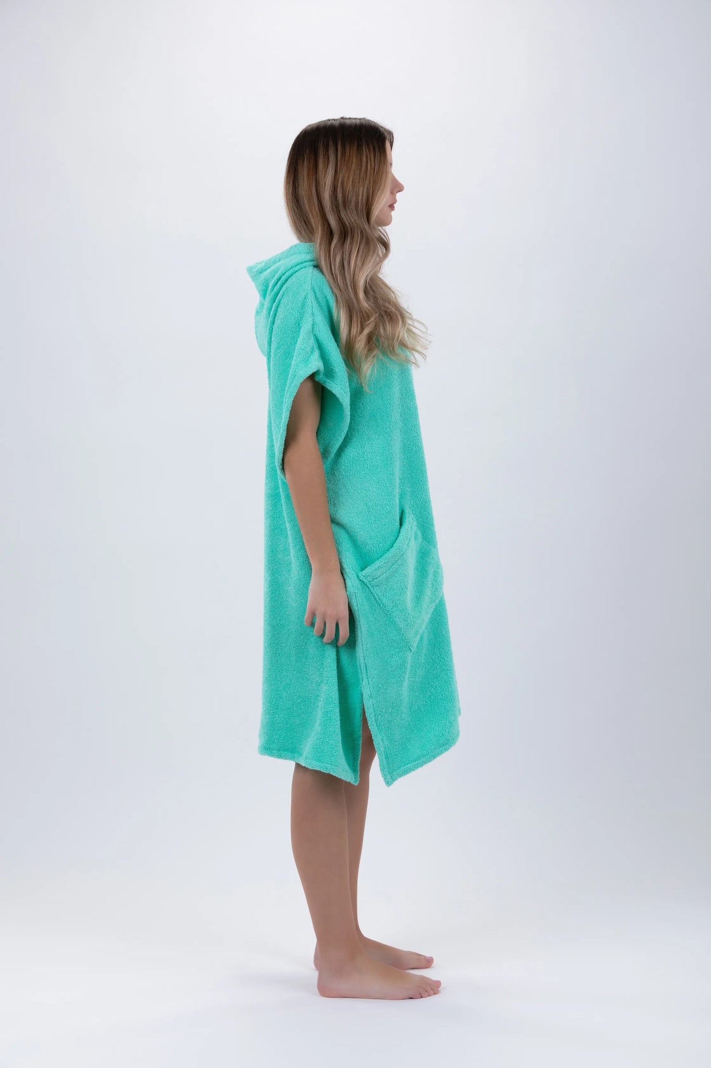 Poncho Surf Verde - Tamanho Único - Algodão - Sem mangas - Com Fecho Zip