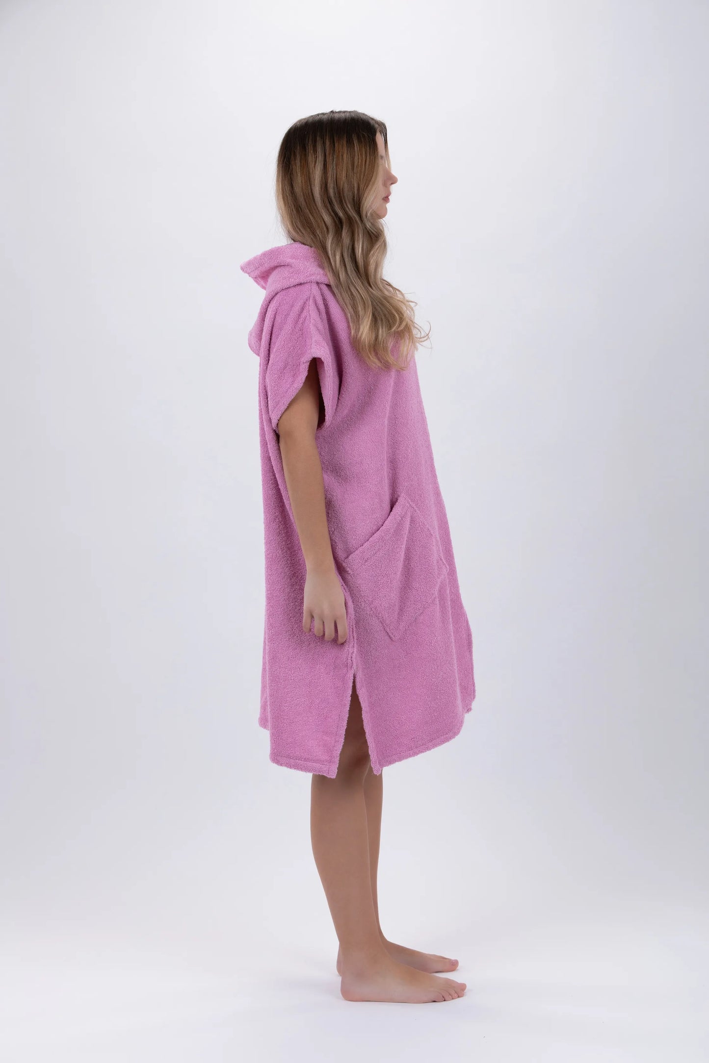 Poncho Surf Rosa - Talla Única - Algodón - Sin mangas - Con Cierre Zip