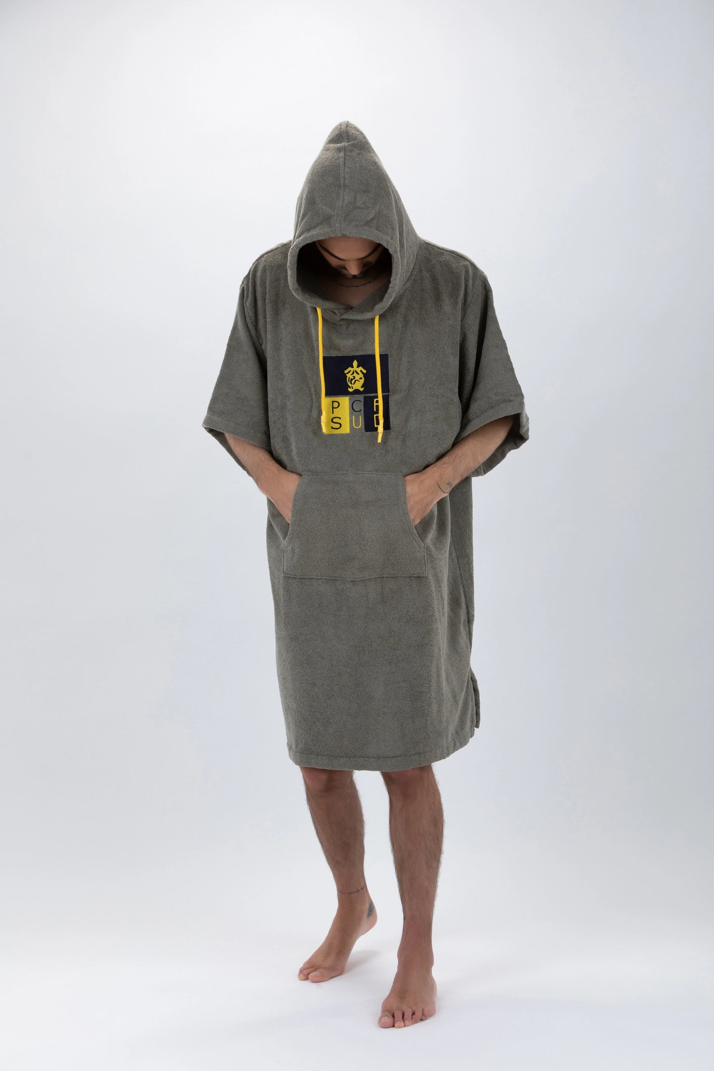 Grüner Surf-Poncho – Einheitsgröße – Baumwolle – mit Ärmeln