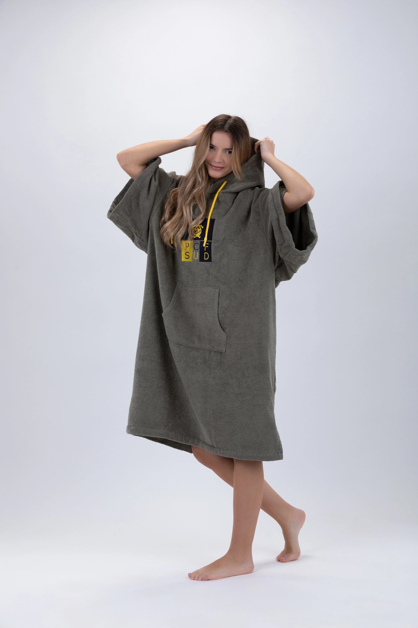 Poncho Surf Vert - Taille Unique - Coton - avec manches