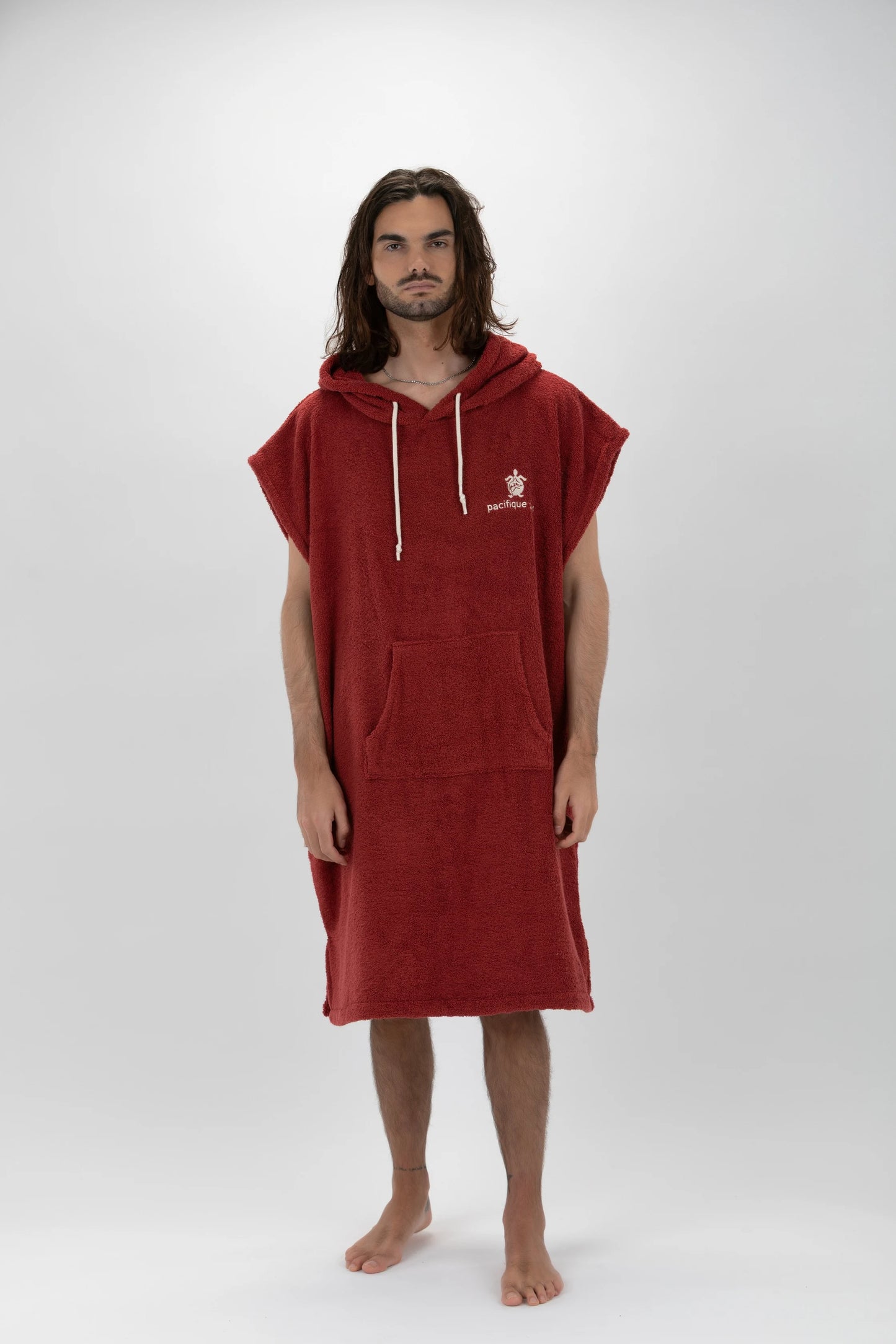Poncho Surf Burdeos - Tamaño Ancho - Algodón - sin mangas