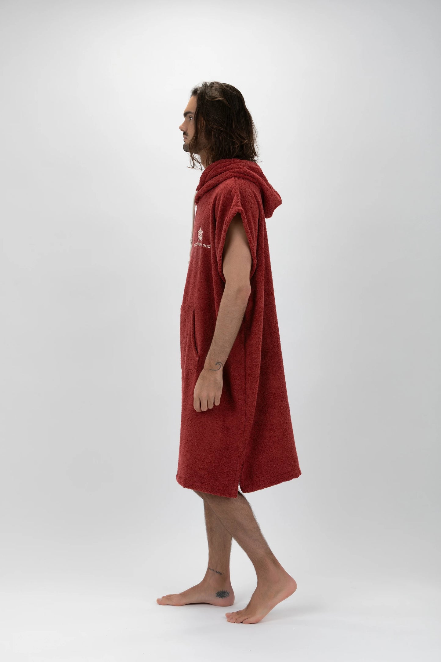 Poncho Surf Burdeos - Tamaño Ancho - Algodón - sin mangas