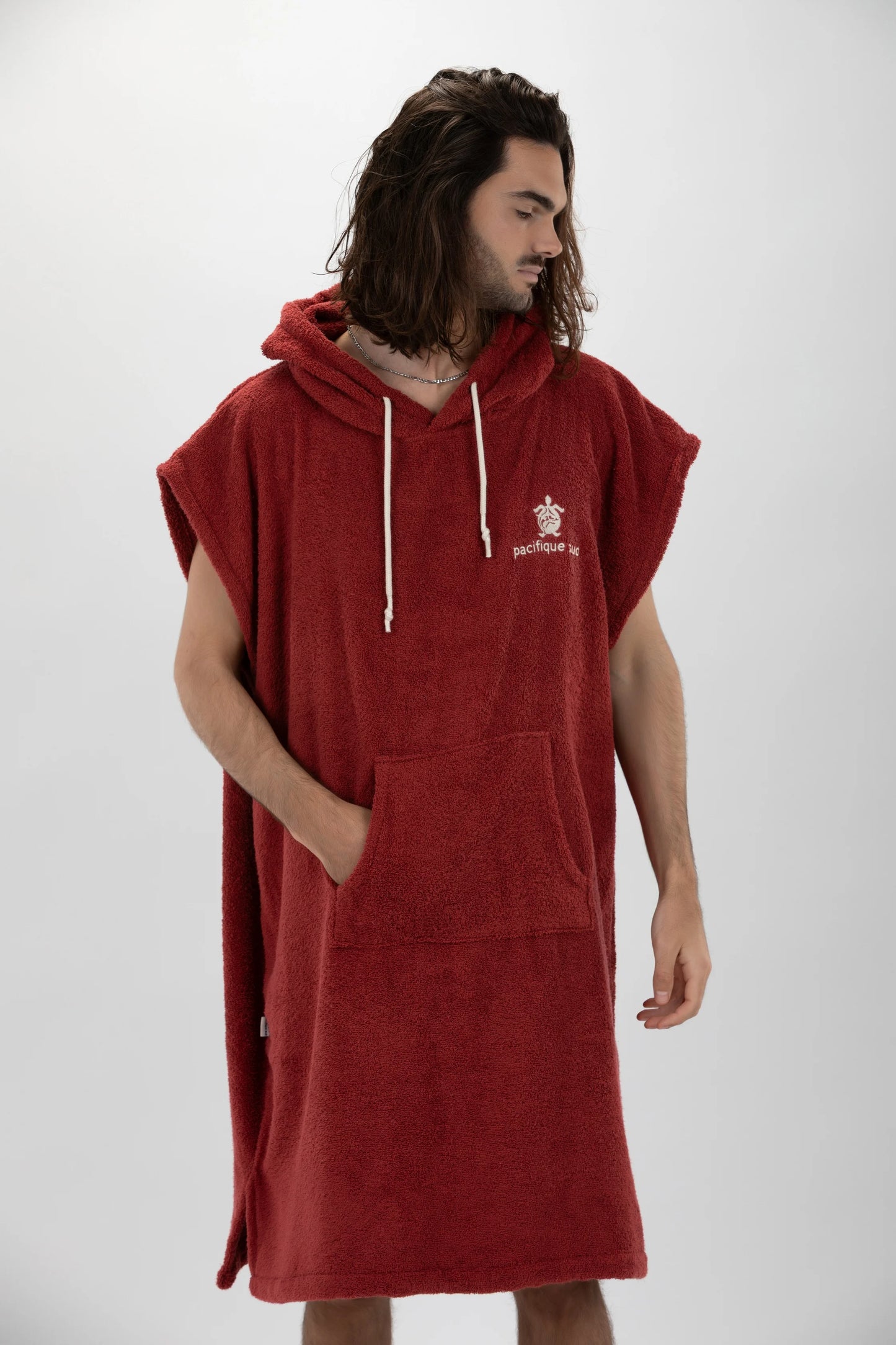 Poncho Surf Burdeos - Tamaño Ancho - Algodón - sin mangas