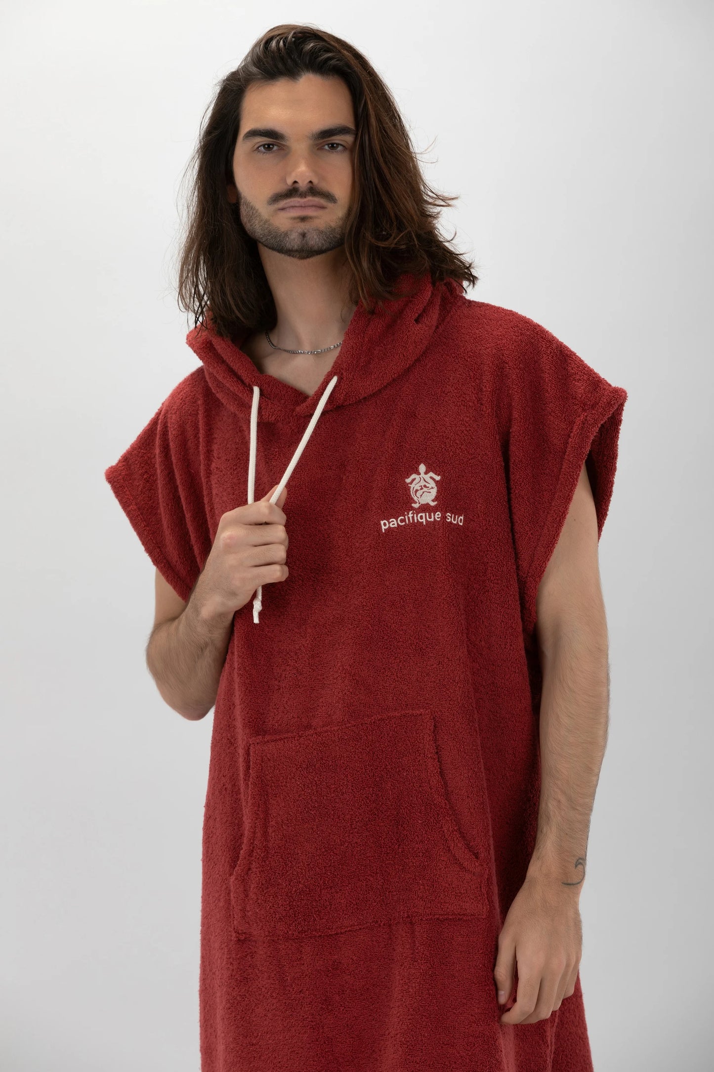 Poncho Surf Burdeos - Tamaño Ancho - Algodón - sin mangas