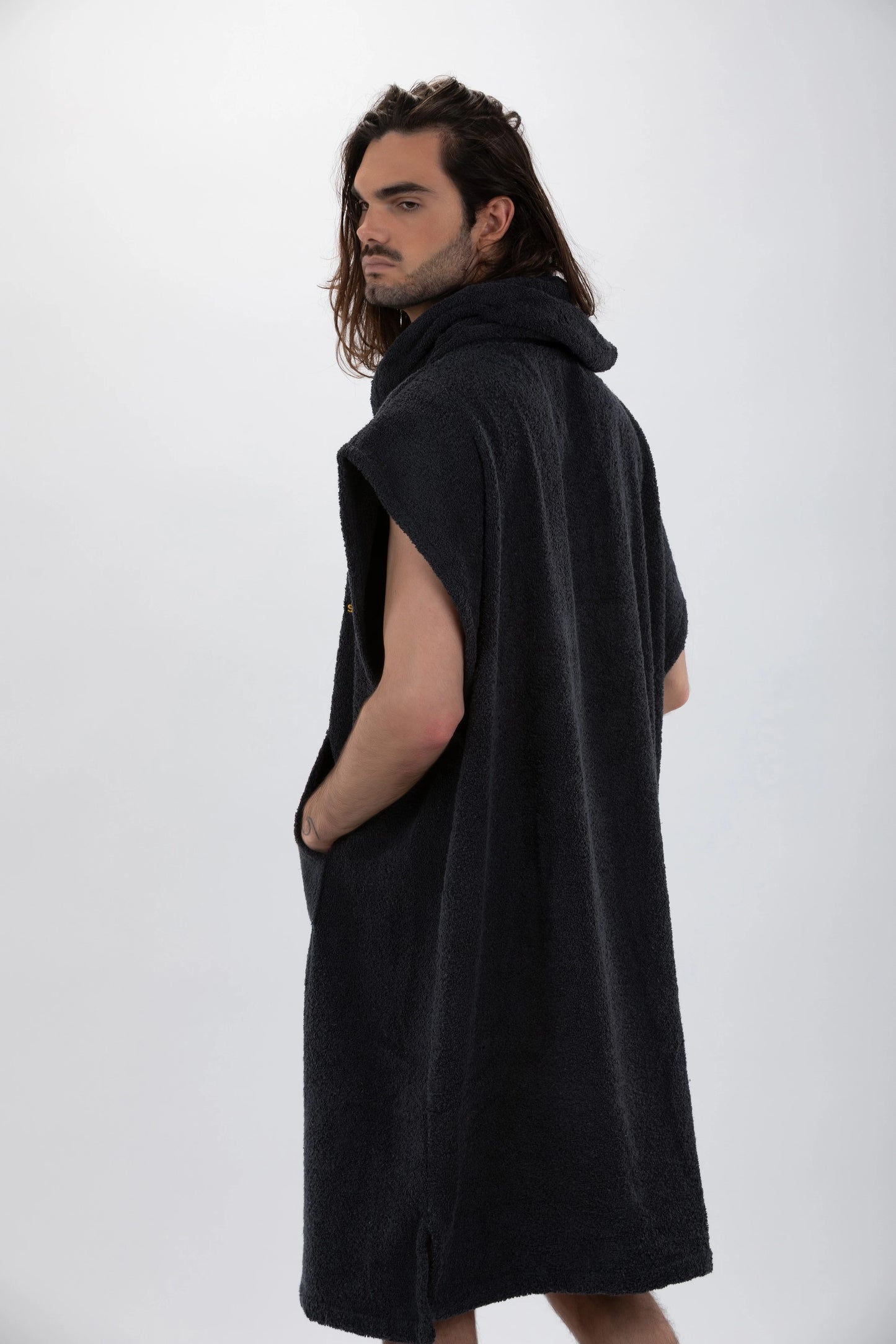 Dark Gray Surf Poncho - Large Size - Cotton - Sleeveless