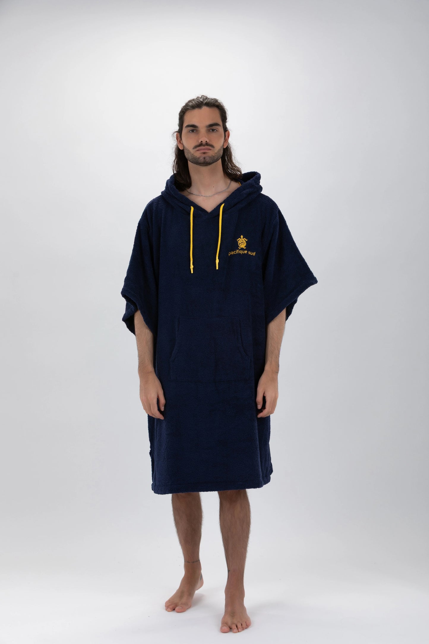 Navy Blue Surf Poncho - One Size - Cotton - with sleeves