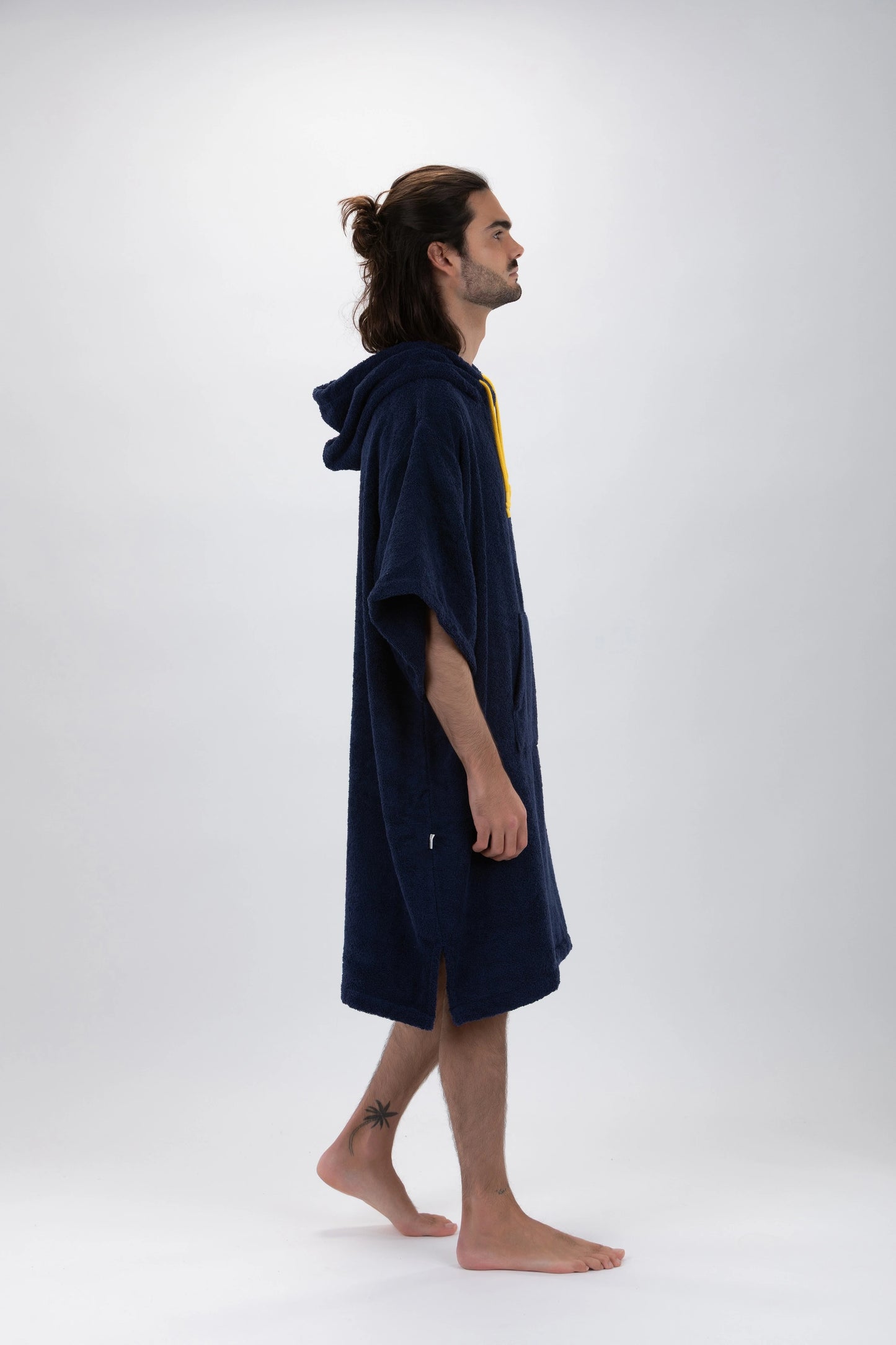 Navy Blue Surf Poncho - One Size - Cotton - with sleeves