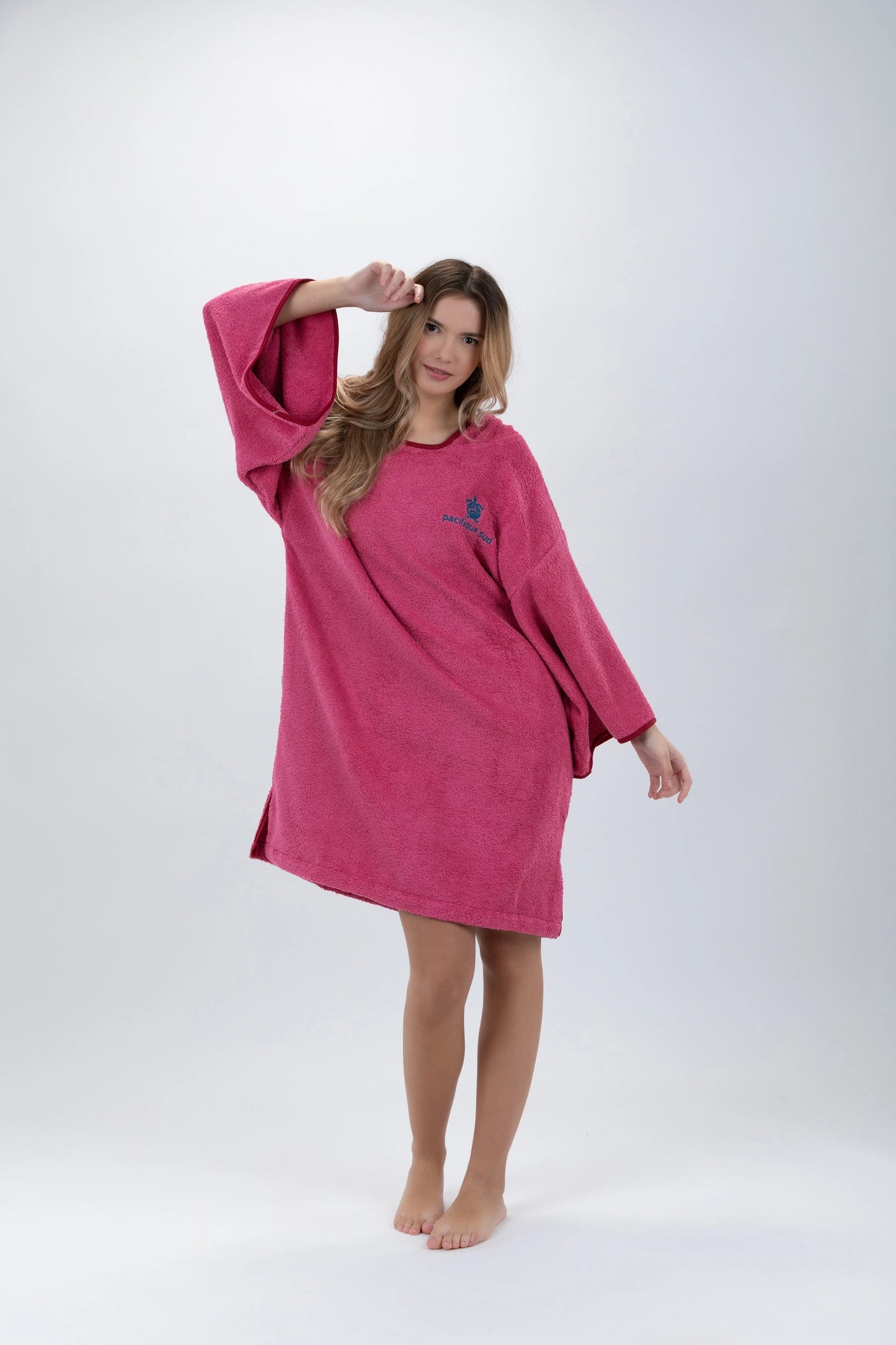 Pink Surf Poncho - One Size - Cotton - with sleeves