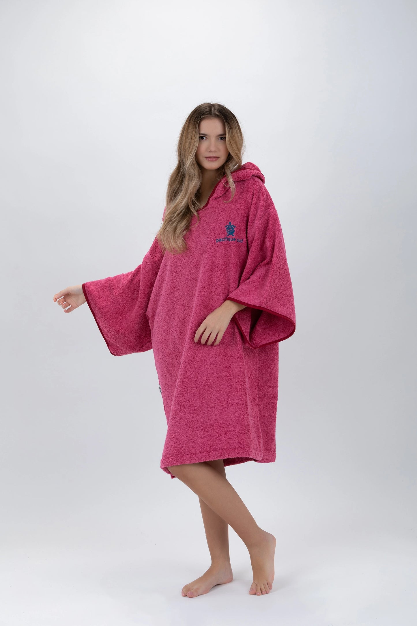 Pink Surf Poncho - One Size - Cotton - with sleeves