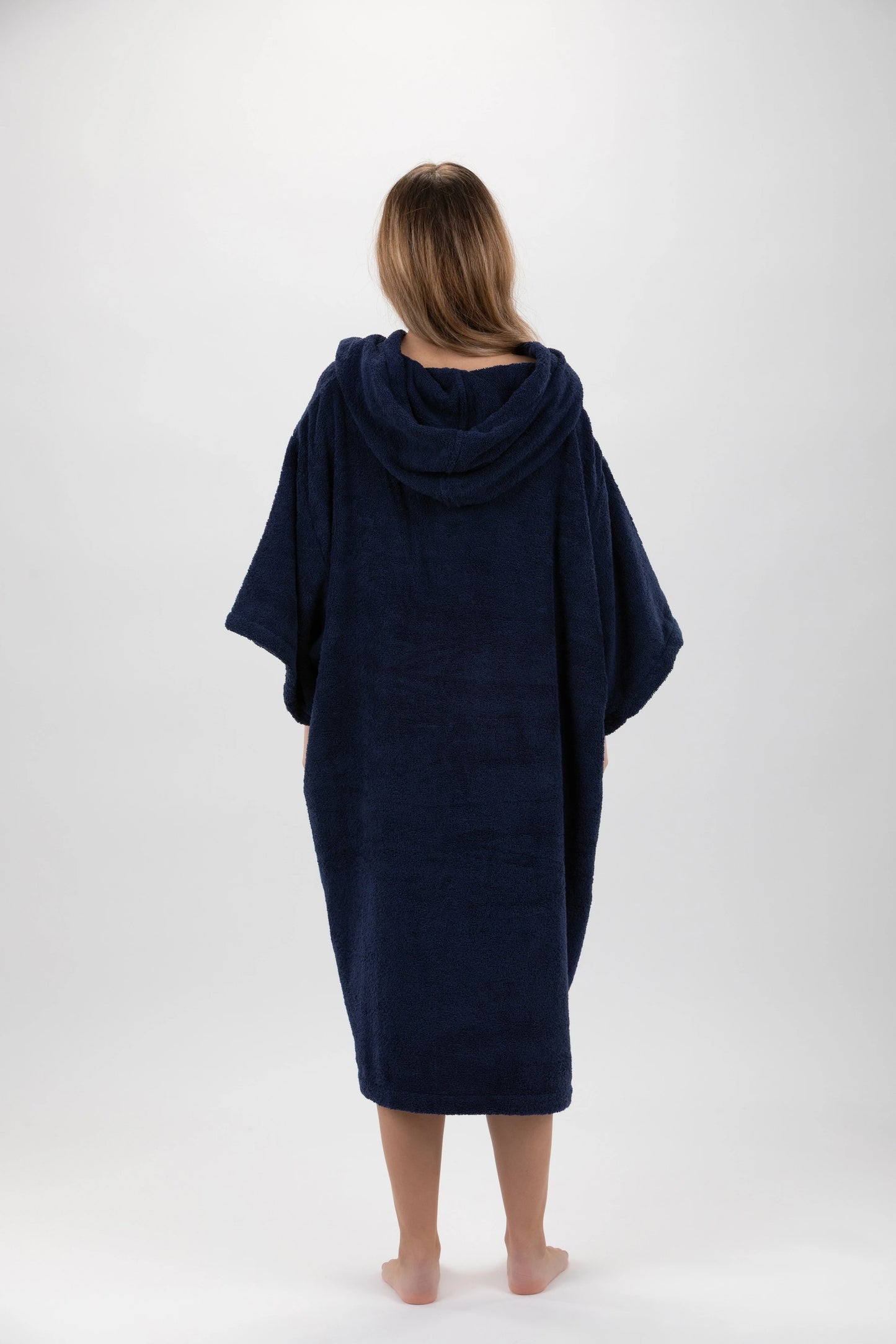 Navy Blue Surf Poncho - One Size - Cotton - with sleeves